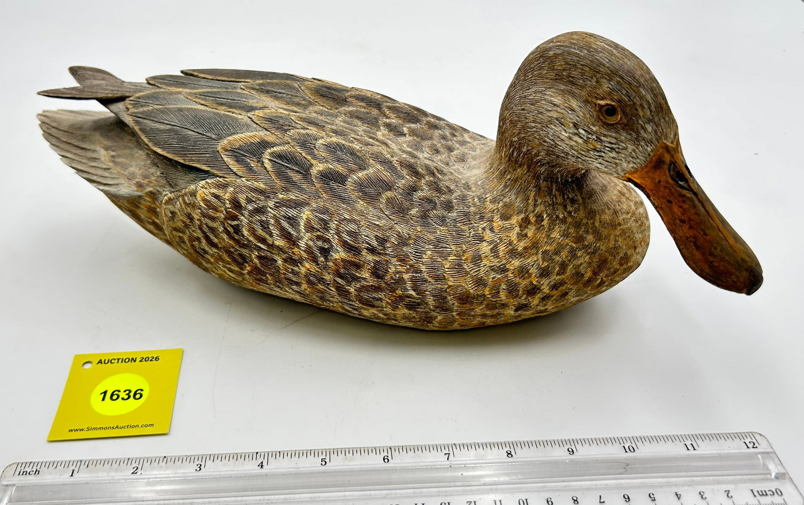 Decoy, Wooden Northern Shoveler hen. On Bottom marked "Shoveler Hen 1978 #7. Signed (1 of 5)