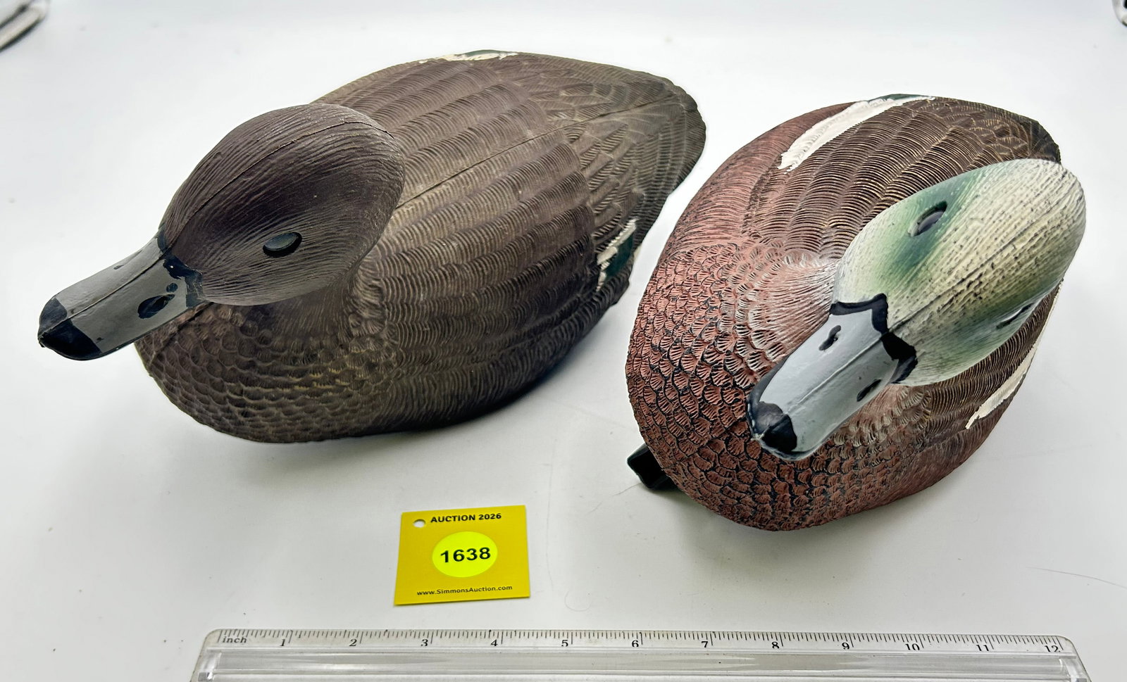 Set of 2 Decoy, plastic Blue-Billed ducks. On Bottom "Winchester Bill Morris "84-85 Commemorative... (1 of 9)