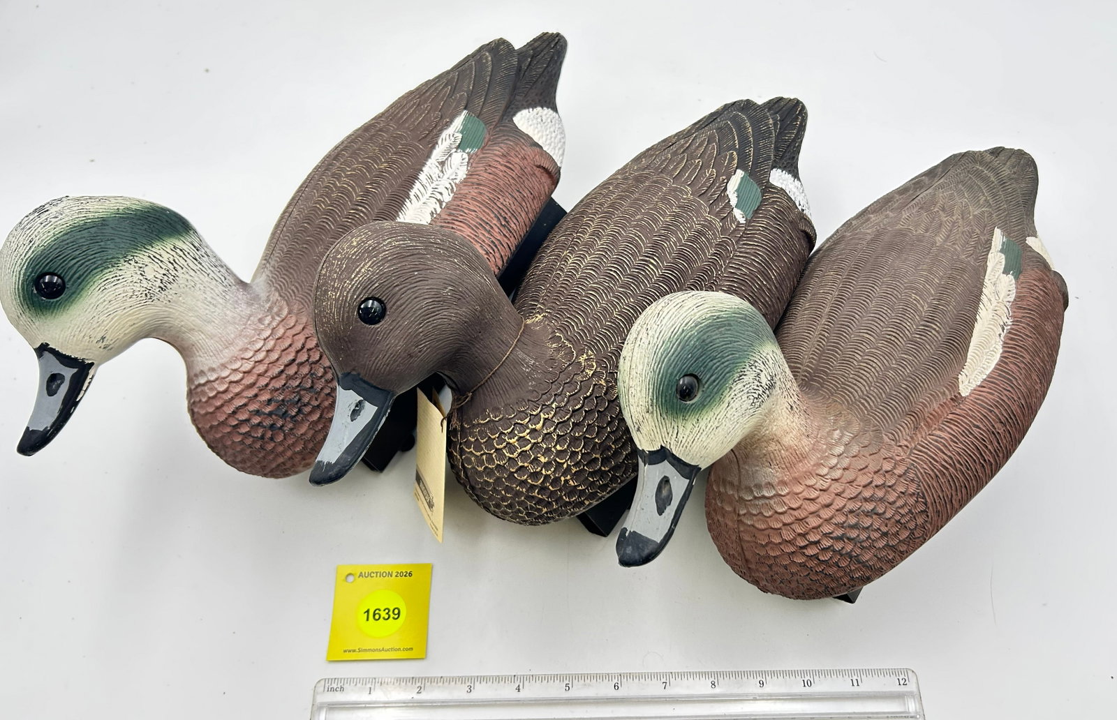 Set of 3 Decoy, Plastic Blue-Billed ducks. On bottom "Winchester Bill Morris "84-85 Commemorative... - 2