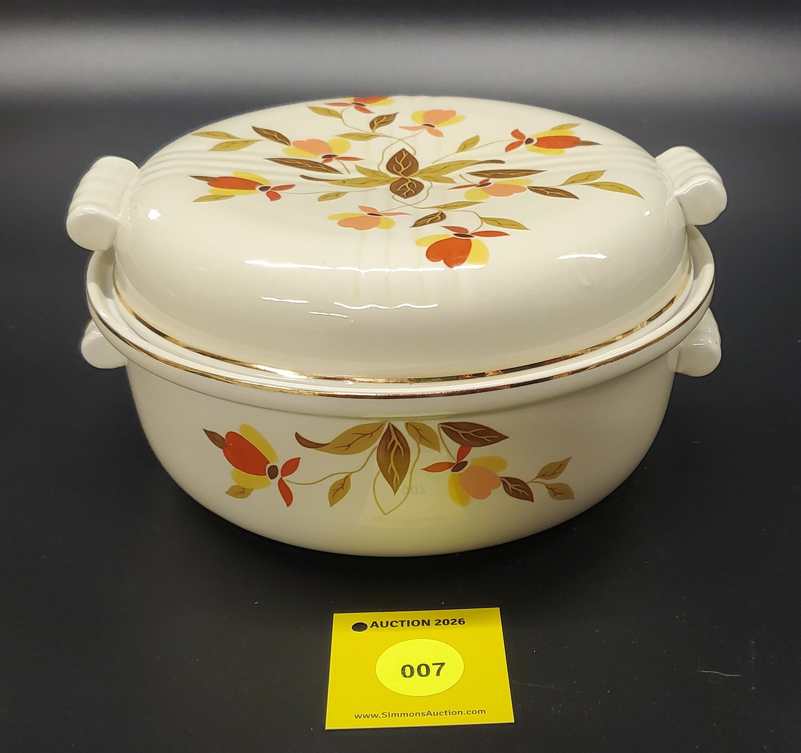 Superior Hall Jewel Tea Autumn Leaf Salad Covered Casserole Dish W/Lid - 2