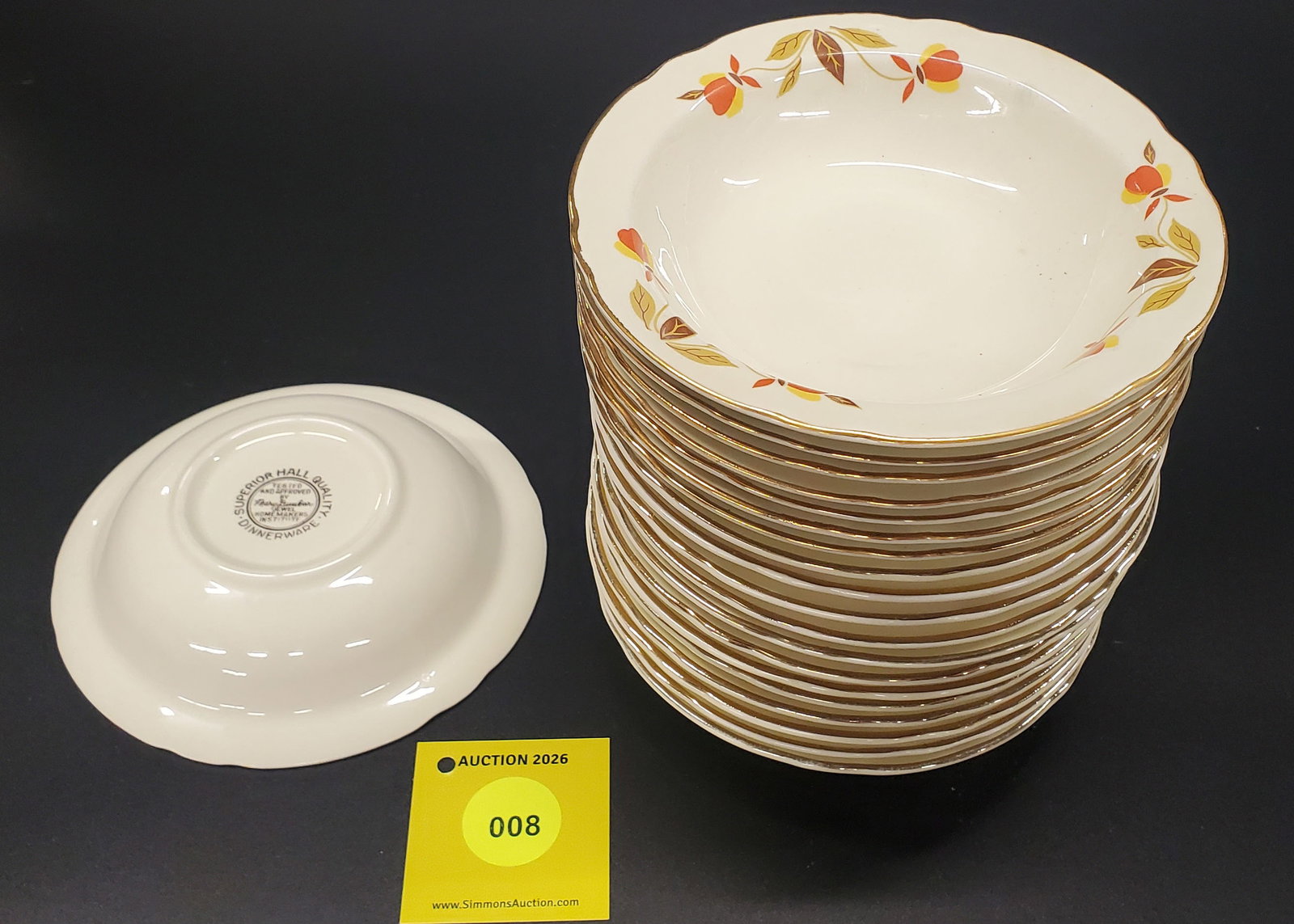 Lot of 20 Superior Hall Jewel Tea Autumn Leaf Dessert or Fruit Bowls - 3