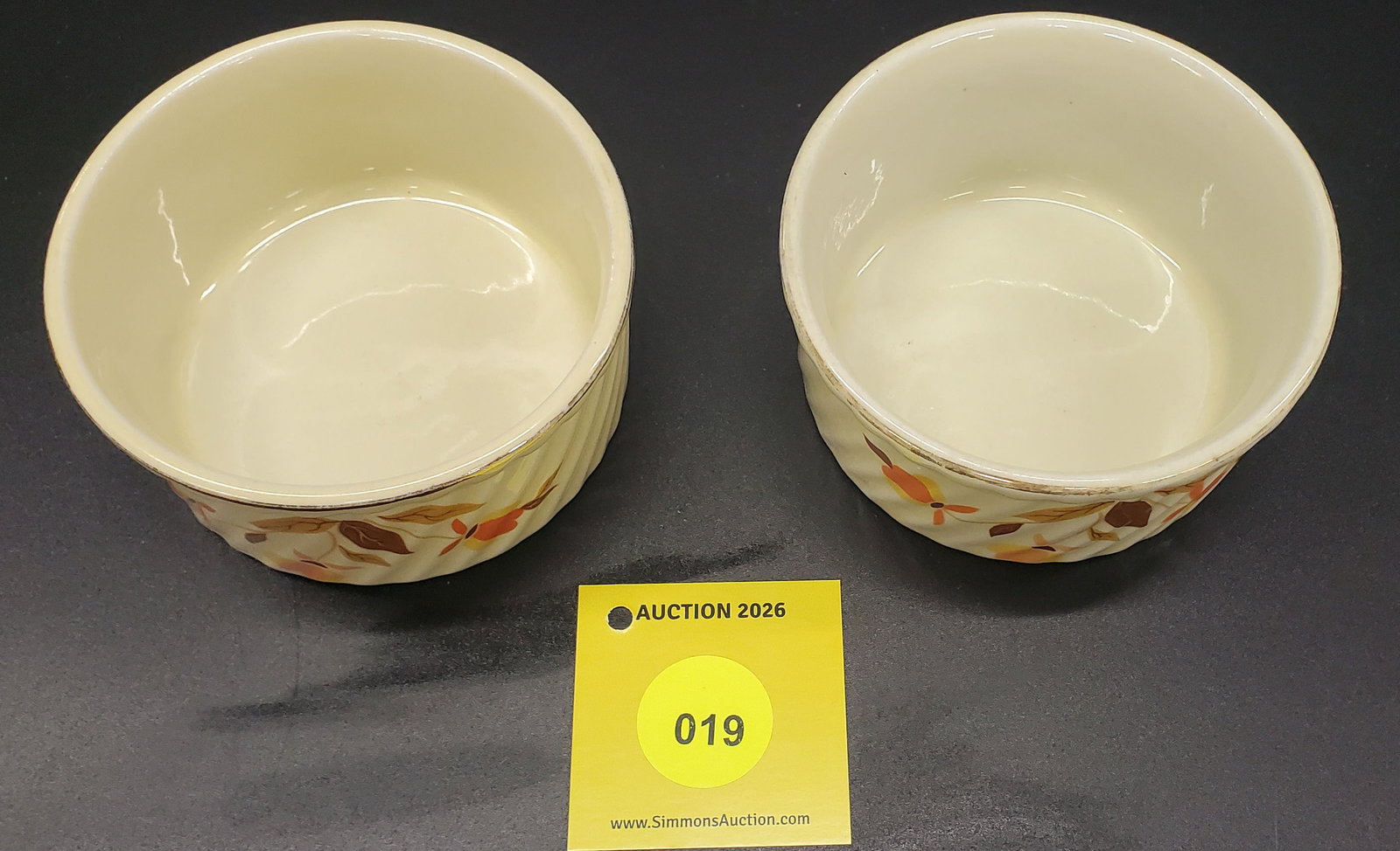Lot of 2 Superior Hall Jewel Tea Autumn Leaf 4" Bakers Ramekins - 2