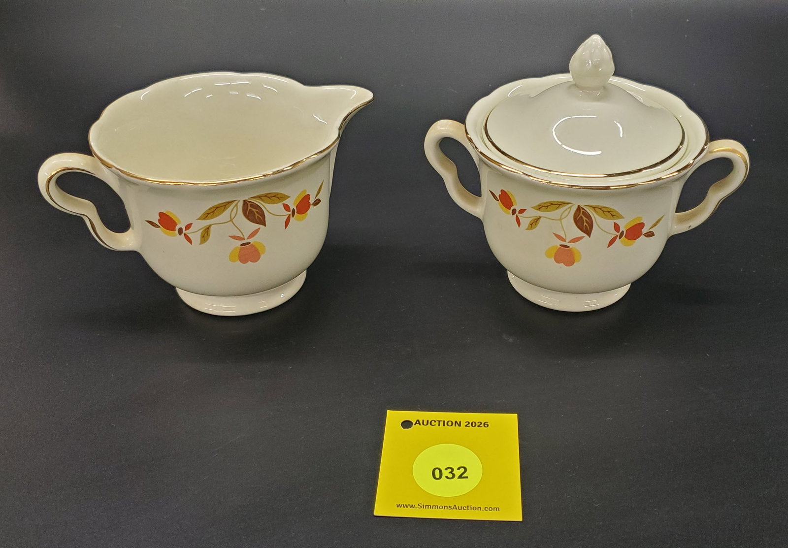 Superior Hall Jewel Tea Autumn Leaf Cream and Sugar Set - 2