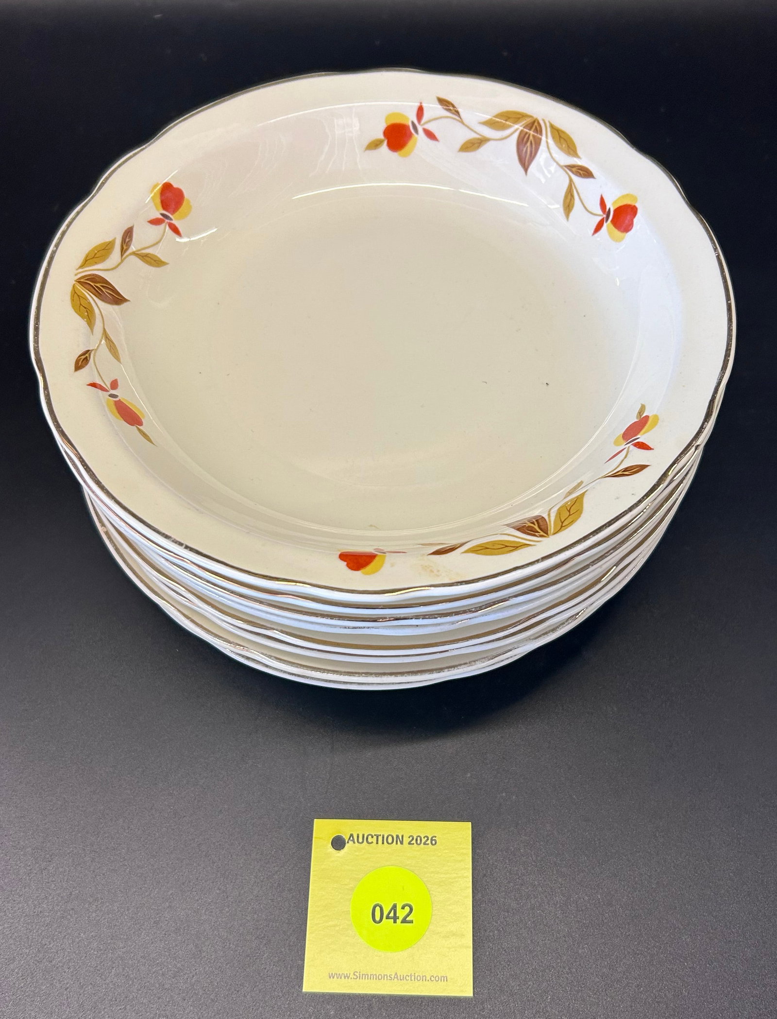 Lot of 8, Superior Hall Jewel Tea Autumn Leaf Dessert or Soup Bowl ''8 1/2 - 2