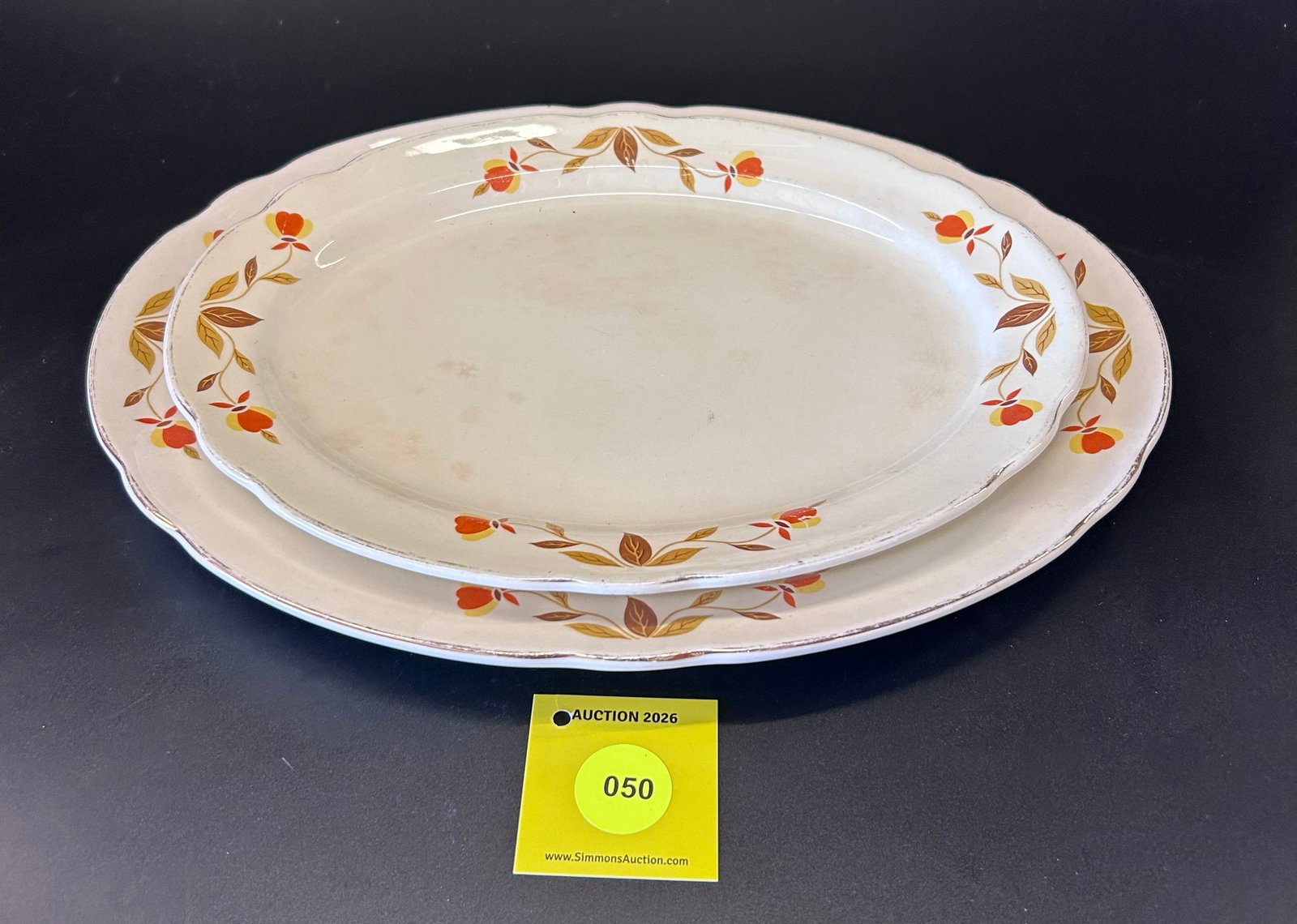 Lot of 2, Superior Hall Tea Autumn Leaf Platters, one is 13 1/2 other is 11 1/4 - 2