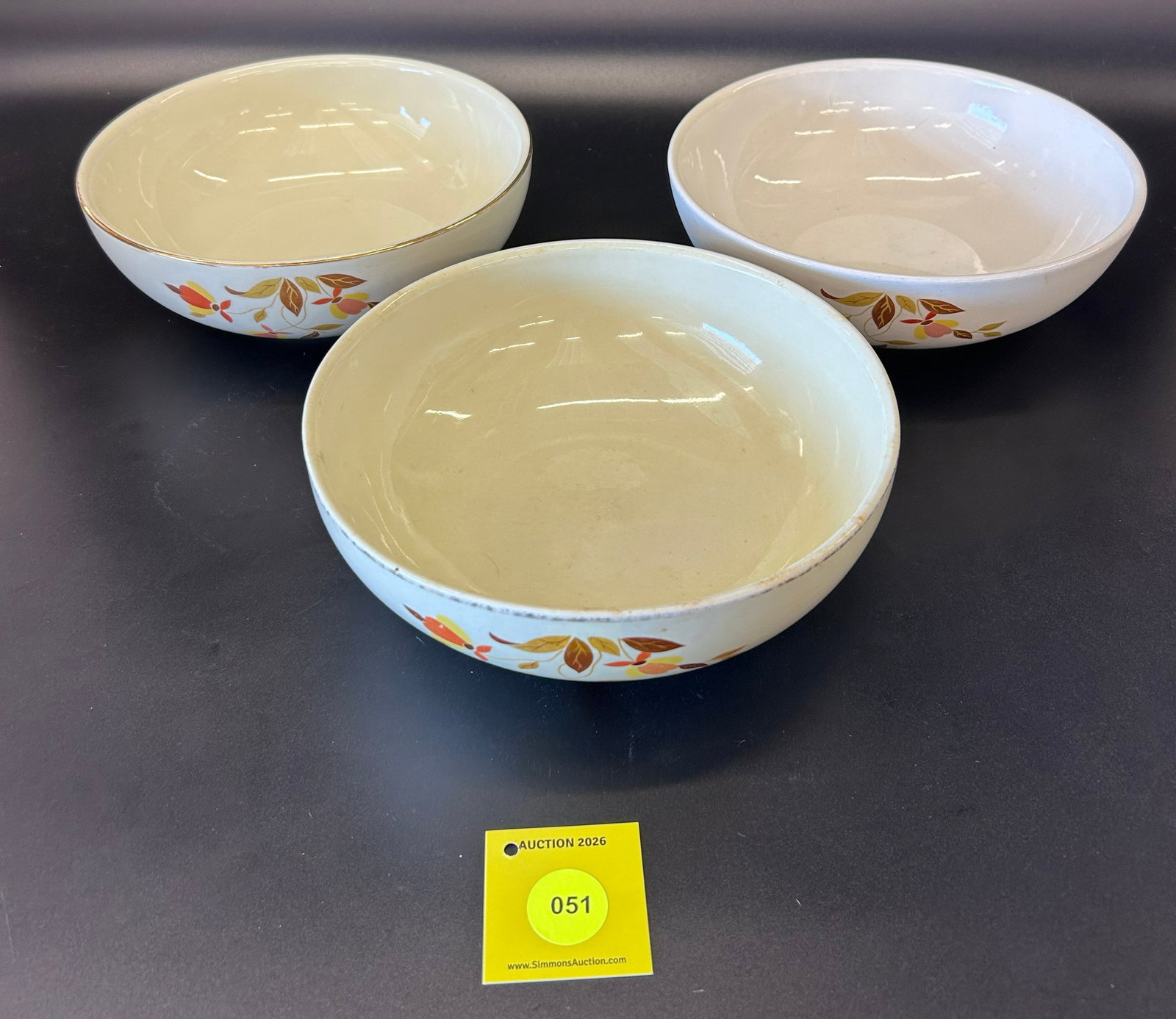 Lot of 3, Superior Hall Jewel Tea Autumn Leaf Salad Serving Bowl - 2