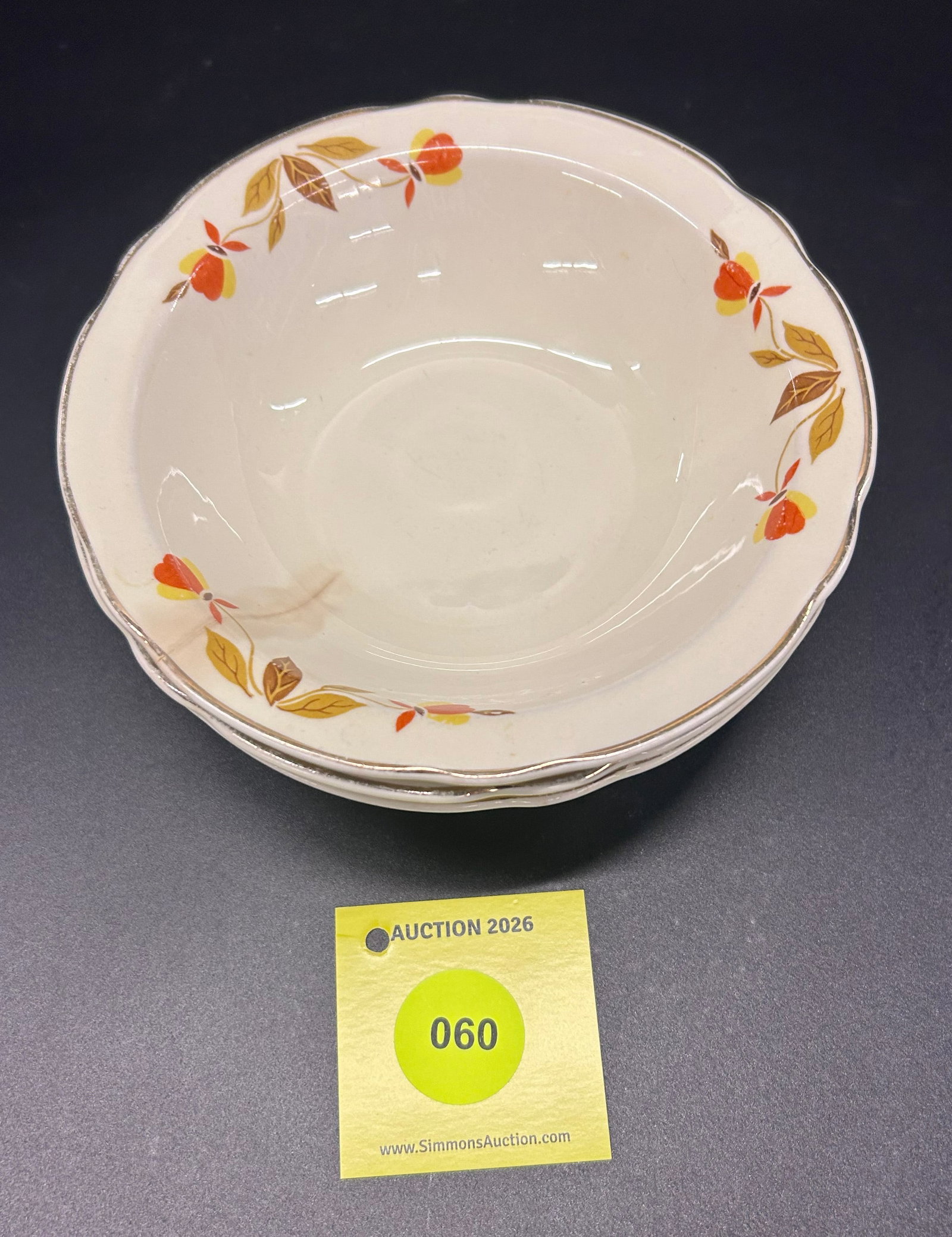 Lot of 3 Superior Hall Jewel Tea Autumn Leaf dessert or fruit bowls "6 - 2