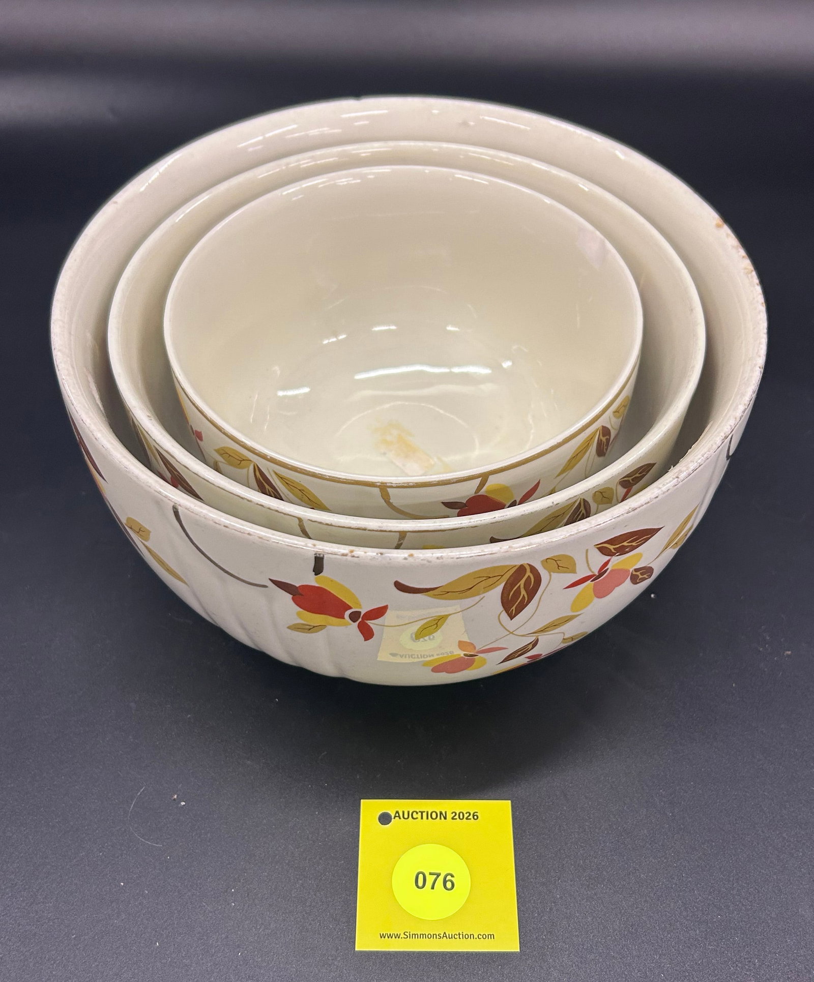 Lot of 3 Superior Hall Jewel Tea Autumn Leaf small, medium, and Large Bowl - 2