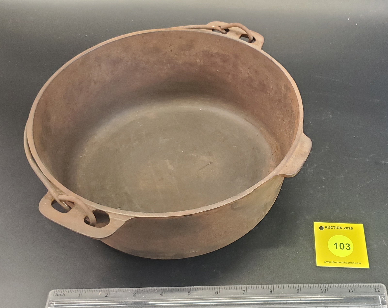 Lot of 3 Wagner Ware 10" 5 Quart Dutch OvenNo Lid and 2 Metal etched trays - 2