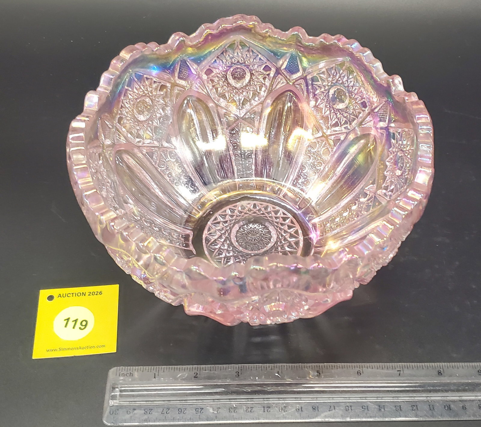 Carnival Cut Glass Iridescent Pink Comet - 2