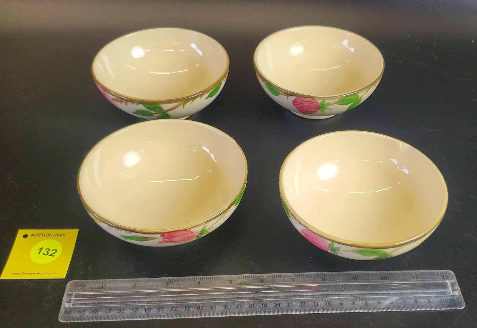 Lot of 4 Franciscan Desert Rose small Footed Bowl 1 with chip - 2