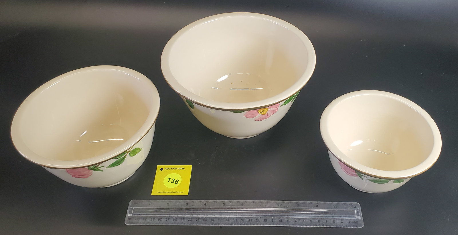 Lot of 3 Franciscan Desert Rose Mixing Bowls - 2