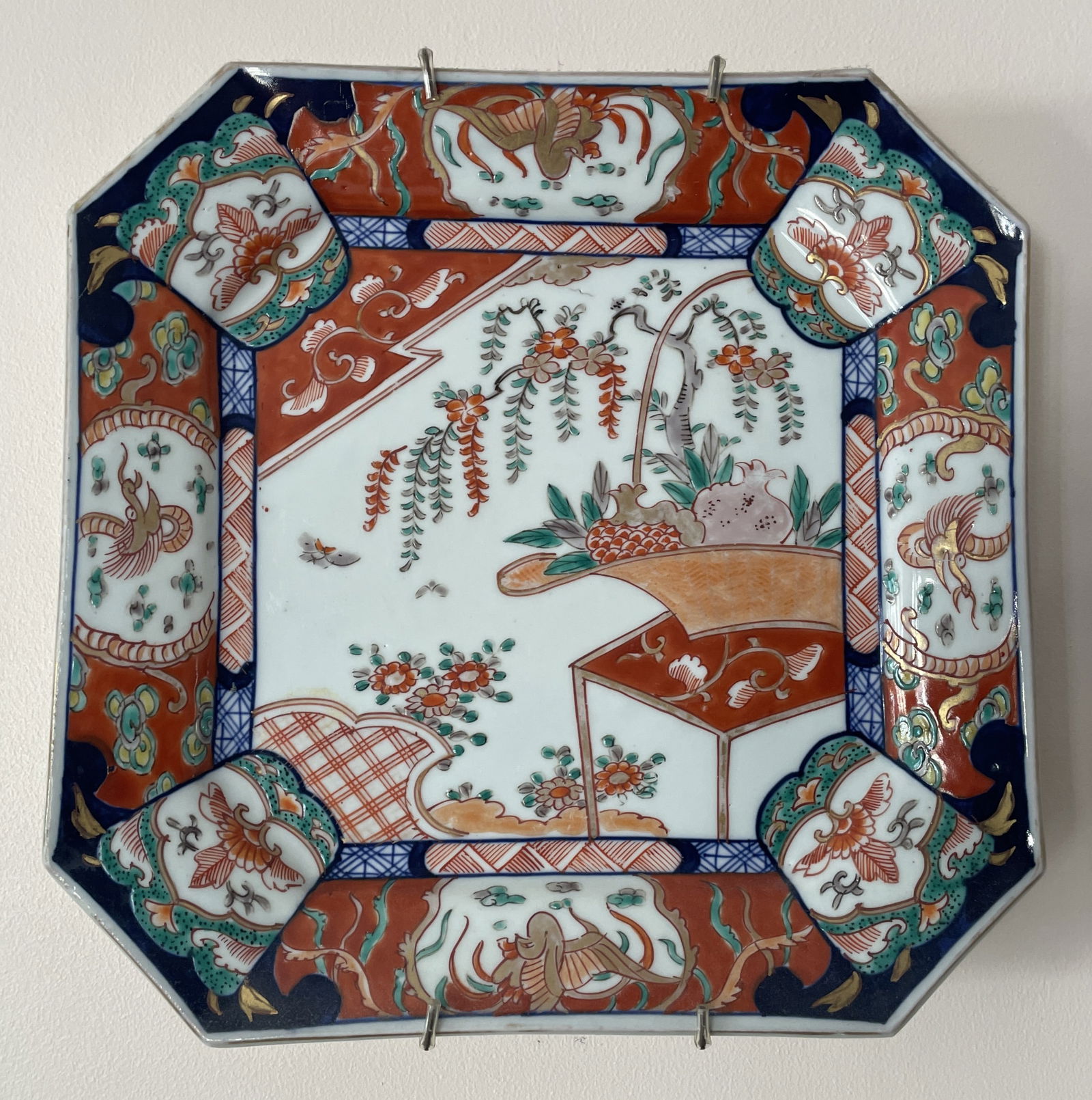 Antique Japanese Imari 10" porcelain square charger from the Meiji period in the late 19th century (1 of 3)