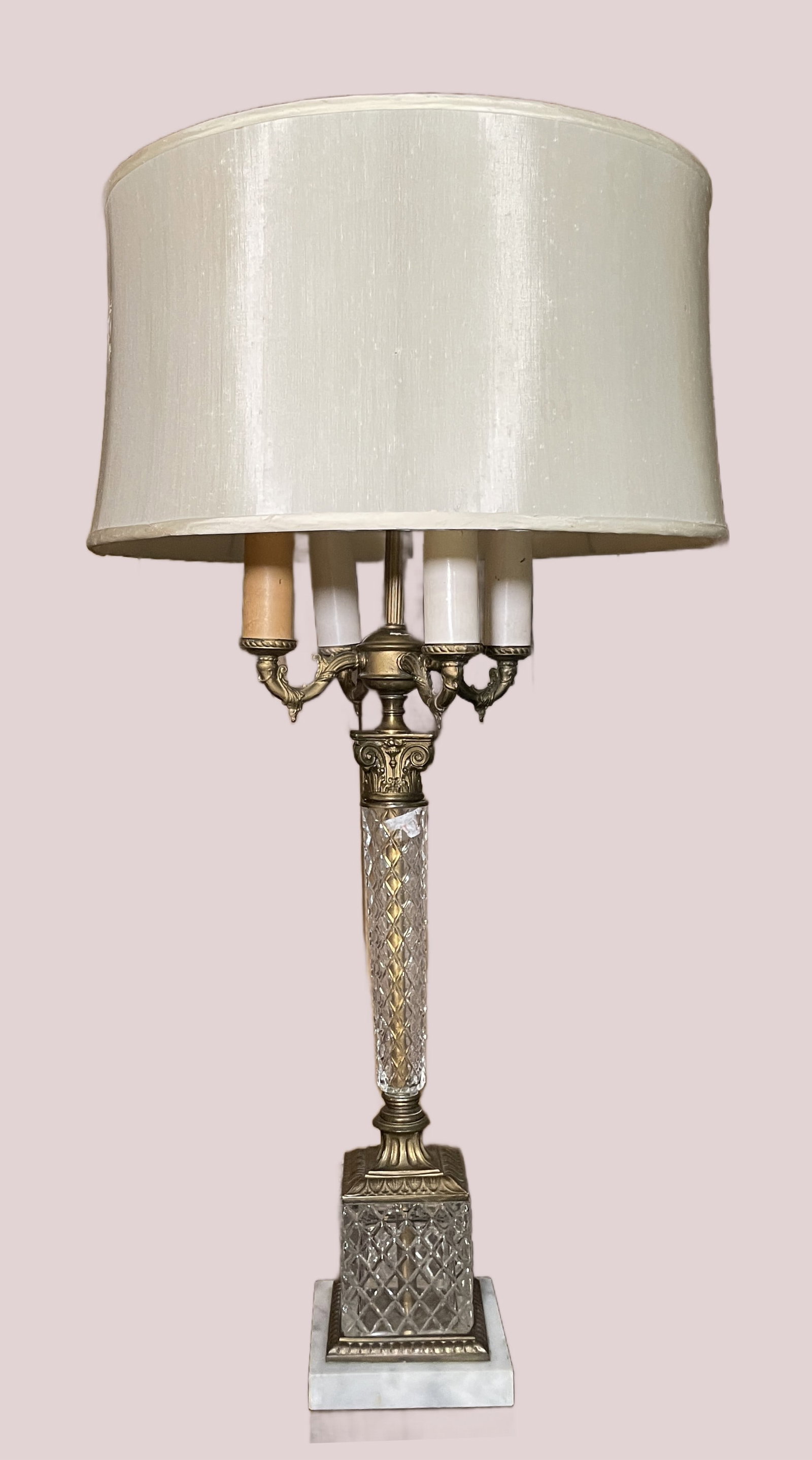 Vintage crystal and brass table lamp in style of Frederick Cooper (1 of 9)