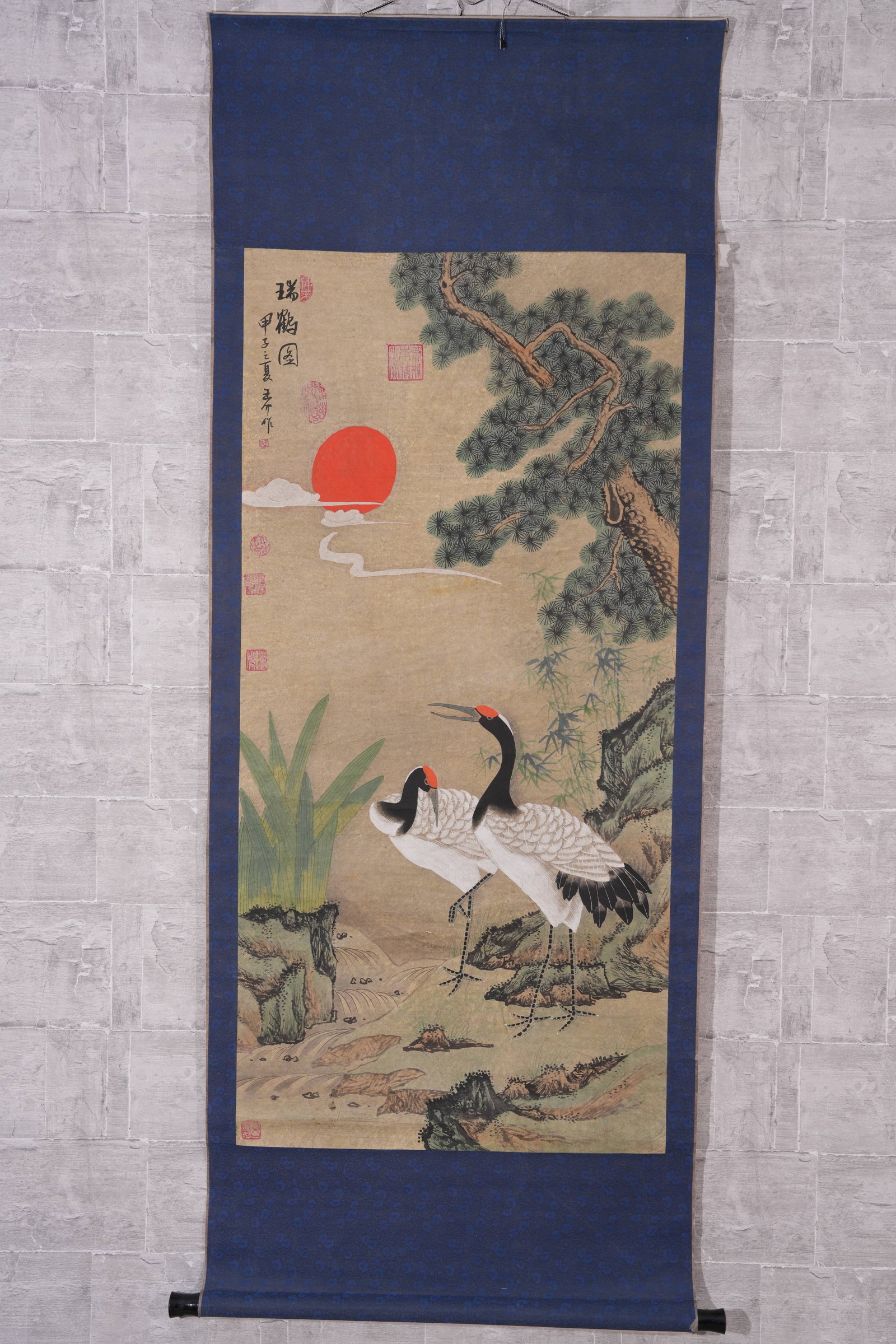 A AUSPICIOUS-CRANE PAINTING ON PAPER: Auspicious-crane painting on paper