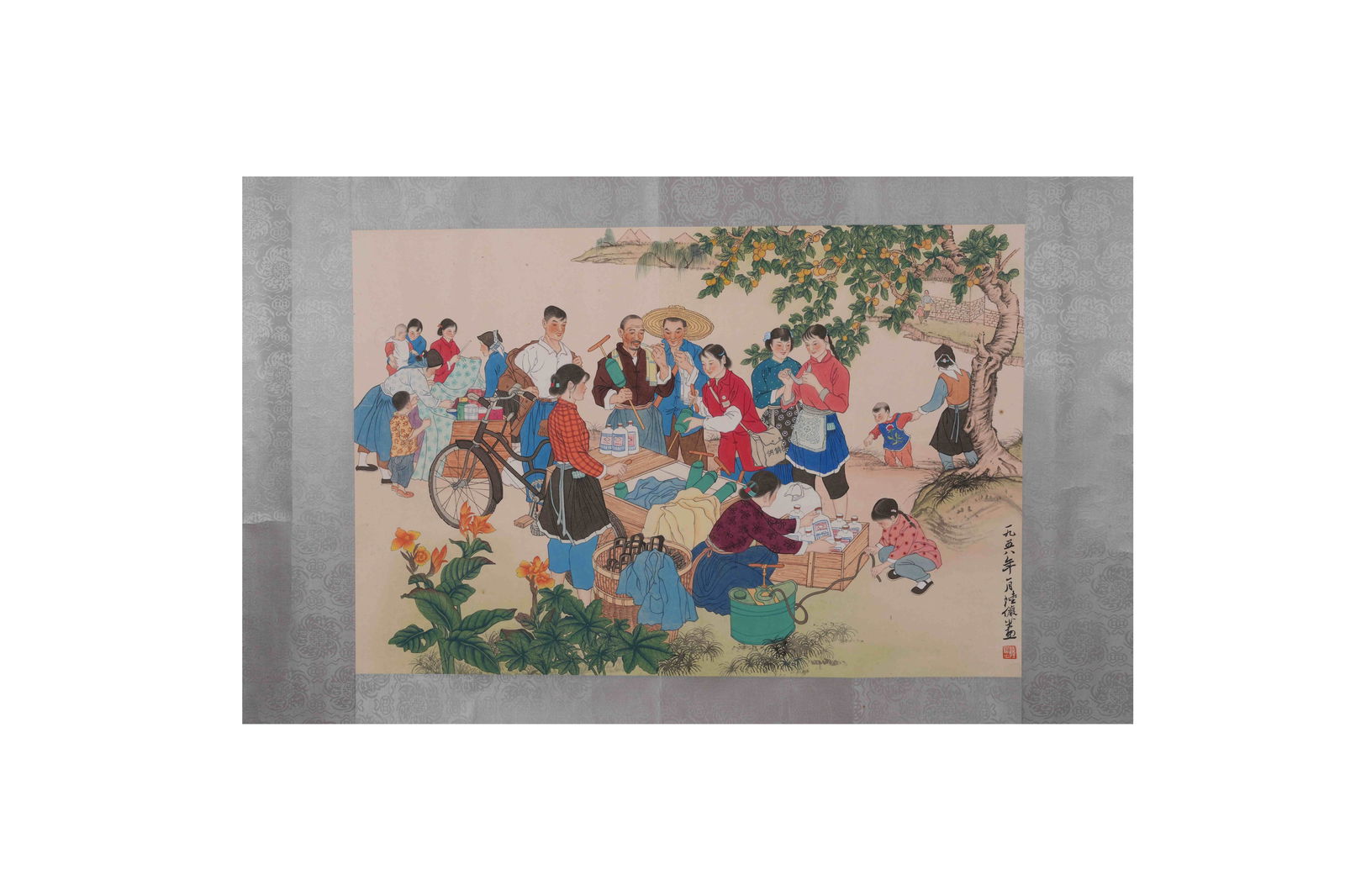 A FIGURE PAINTING ON PAPER, ALBUM LEAF, BY LU YANSHAO.陸儼少: Figure painting on paper, album leaf, by Lu Yanshao.陸儼少