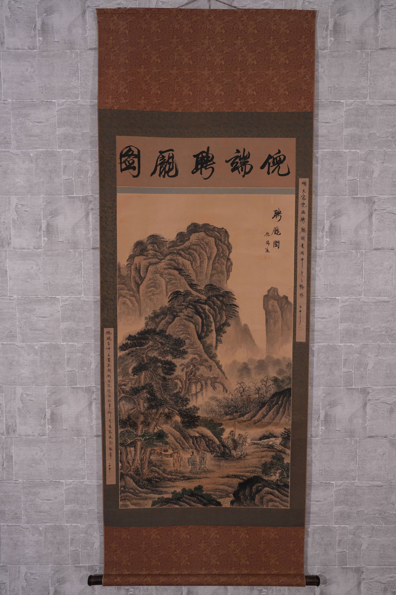 A LANDSCAPE-AND-FIGURE NARRATIVE PAINTING ON SILK (1 of 9)