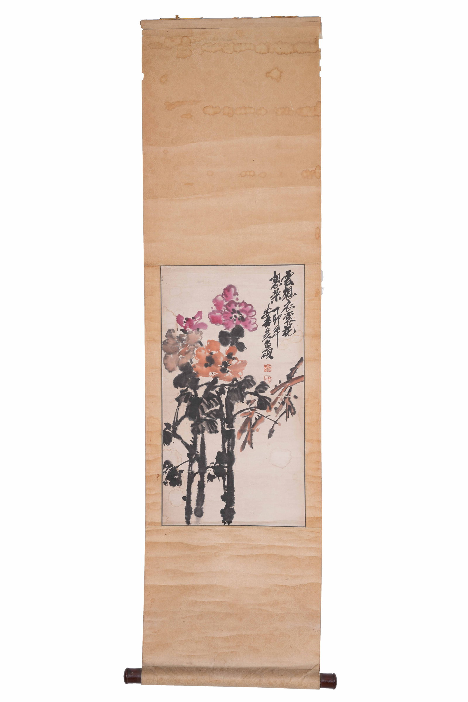 A FLOWER PAINTING ON PAPER BY WU CHANGSHUO.吳昌碩 (1 of 9)