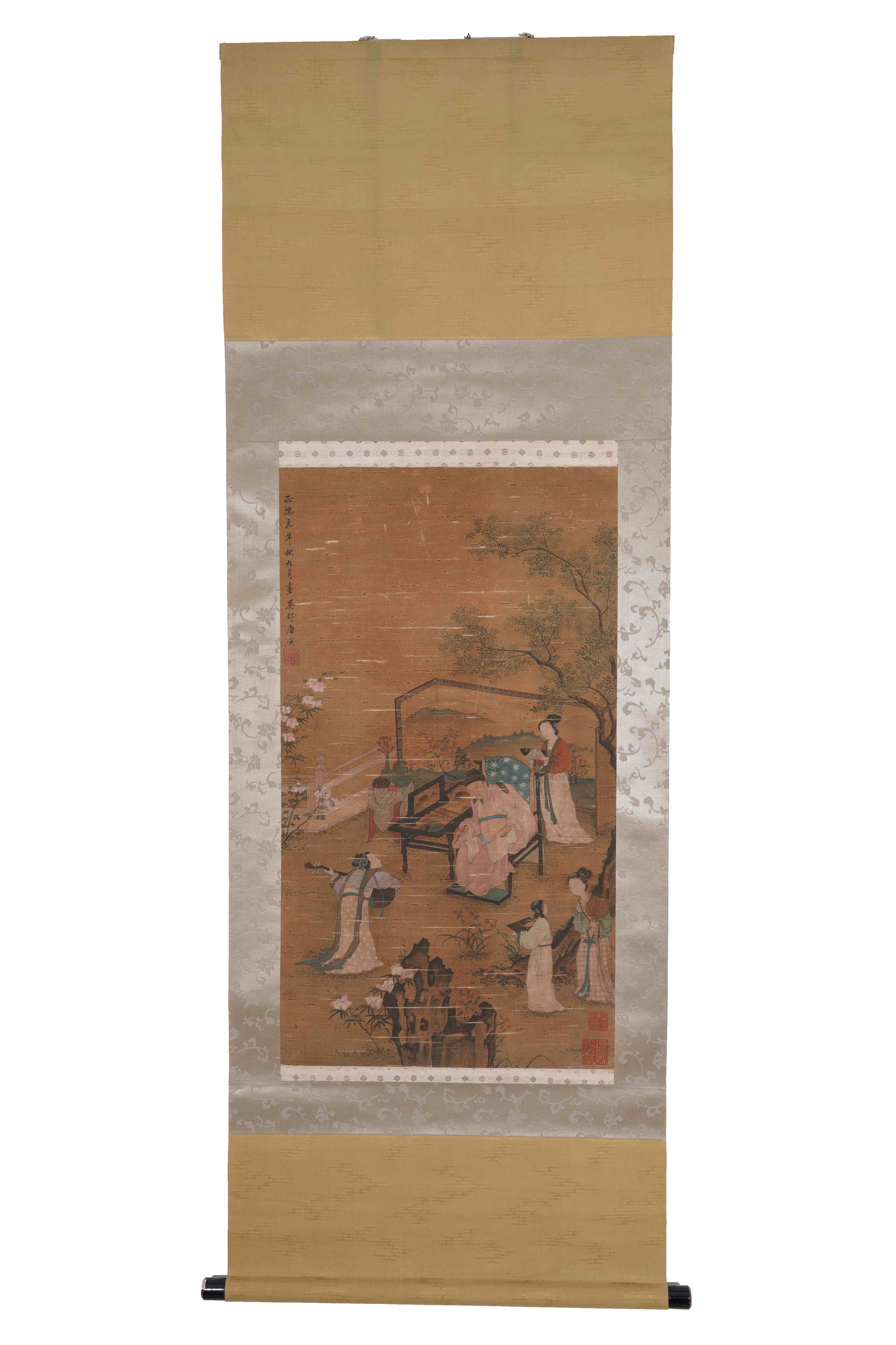 A FIGURE STORY PAINTING ON SILK BY TANG BOHU.唐伯虎 (1 of 13)