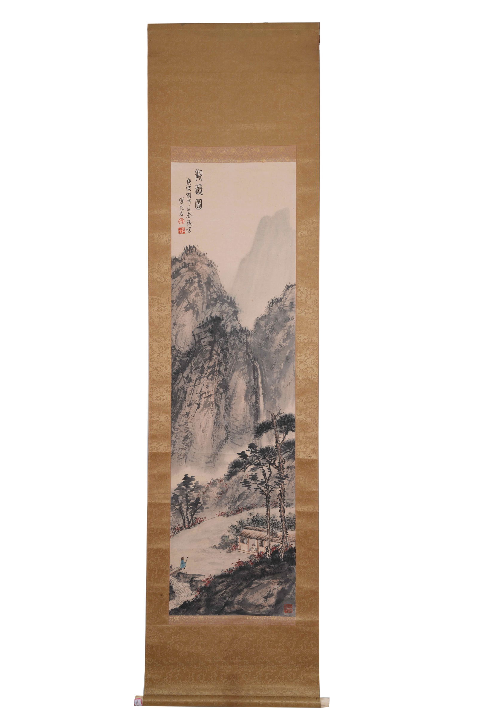 A WATERFALL-GAZING PAINTING ON PAPER BY FU BAOSHI.傅抱石 (1 of 12)