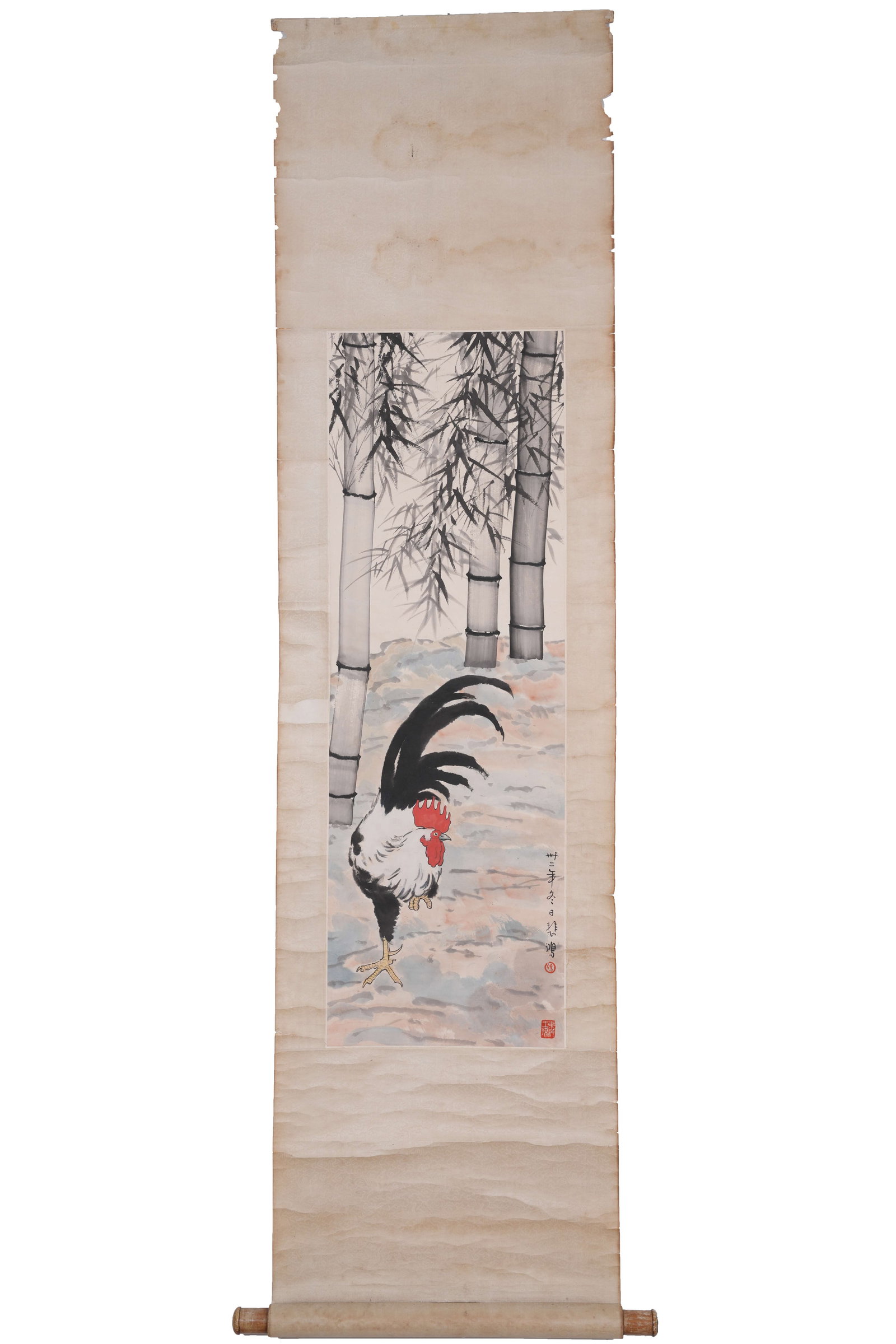 A AUSPICIOUS SCENE PAINTING ON PAPER BY XU BEIHONG.徐悲鴻 (1 of 8)