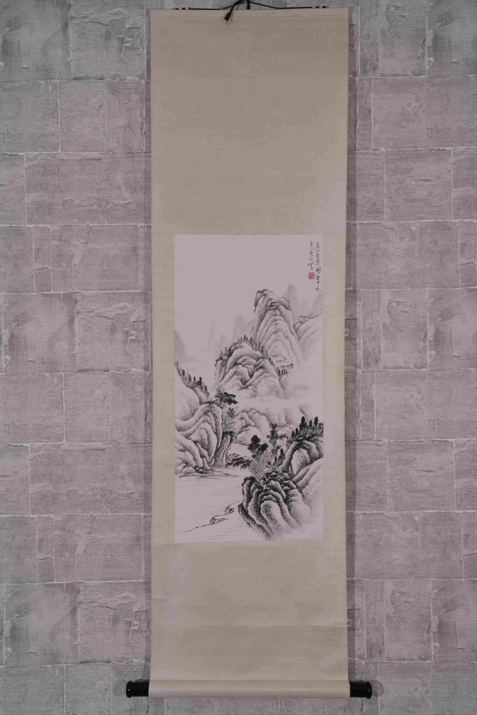 A LANDSCAPE PAINTING ON PAPER: Landscape painting on paper