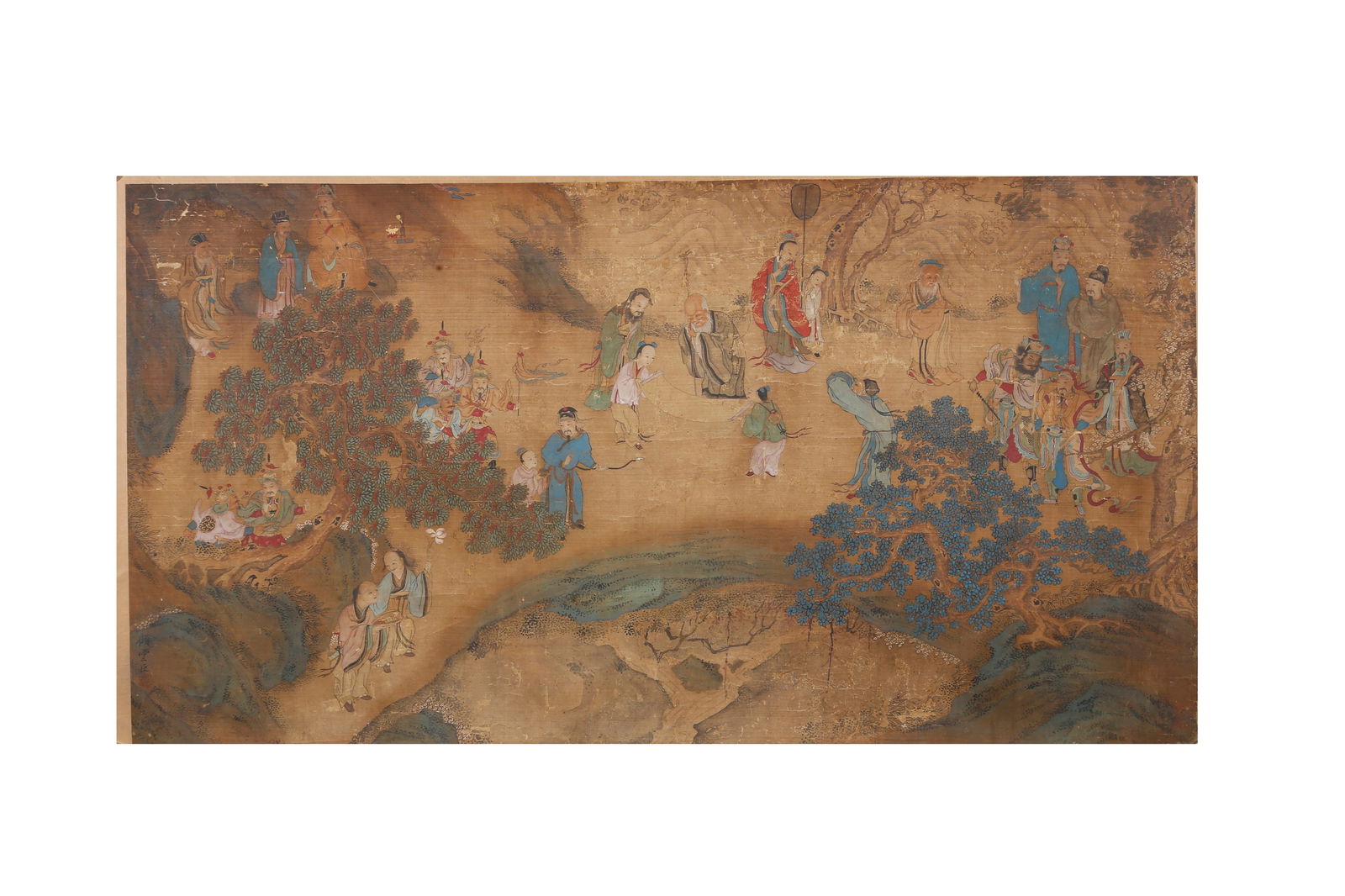 A BIRTHDAY CELEBRATION PAINTING ON SILK (MOUNTED AS A HANGING HEART) BY GU YUNCHEN.顧雲 (1 of 15)