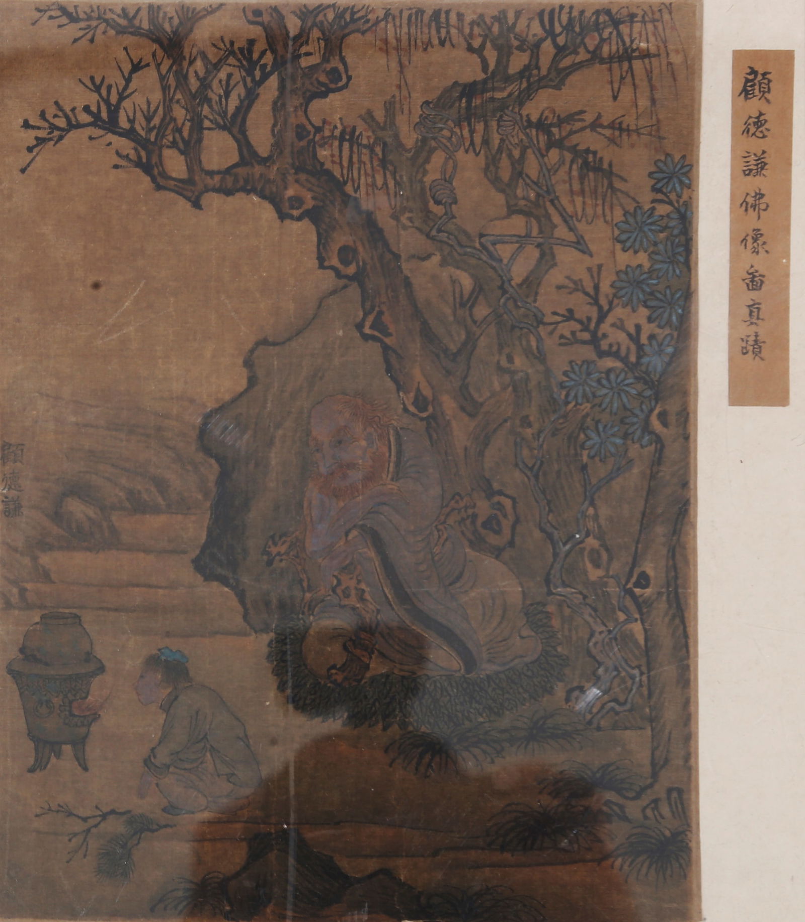 A BUDDHA IMAGE PAINTING ON SILK (FRAMED) BY GU DEQIAN.顧德謙 (1 of 12)