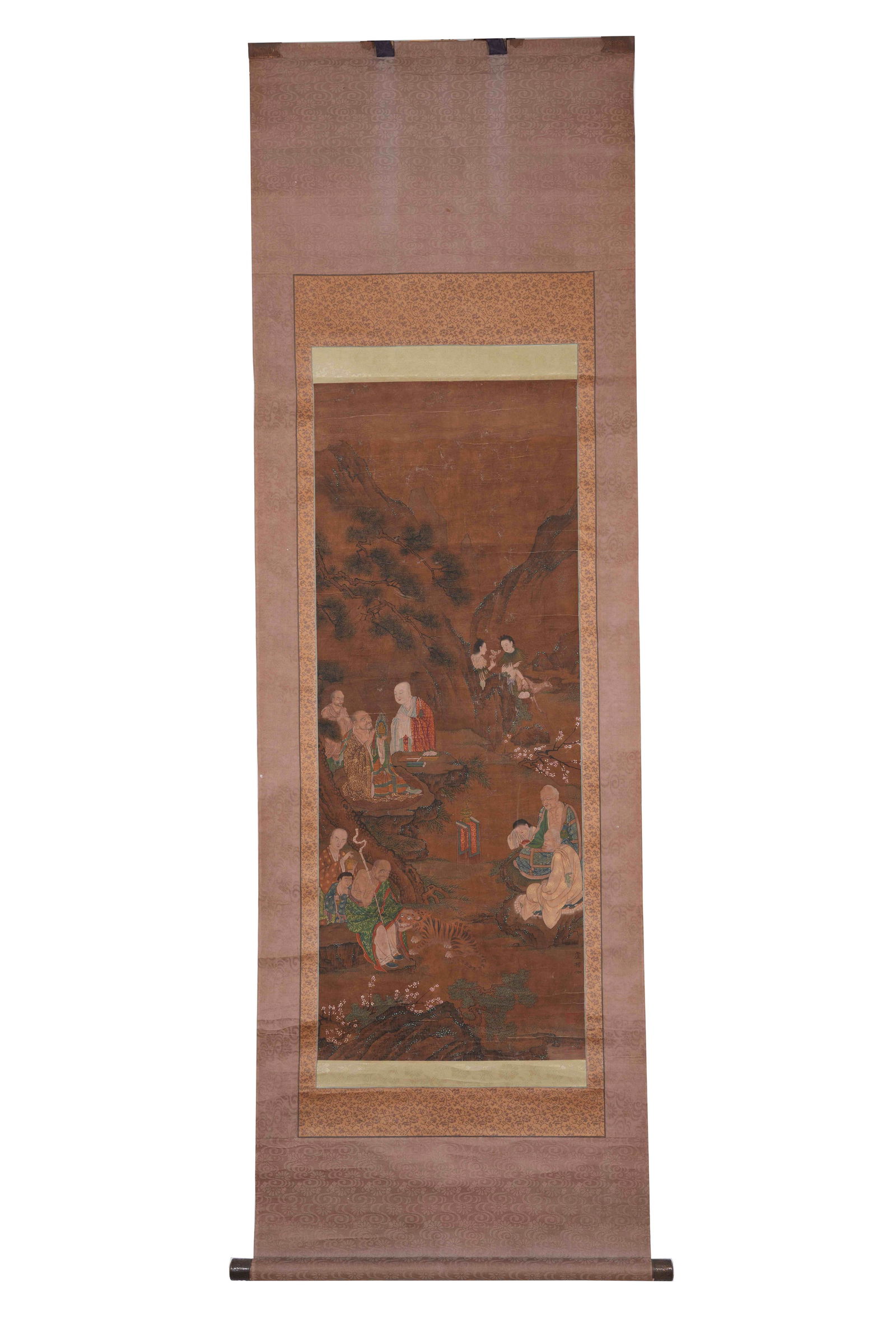 A ARHAT PAINTING ON SILK BY LU LENGJIA.盧楞迦: Arhat painting on silk by Lu Lengjia.盧楞迦