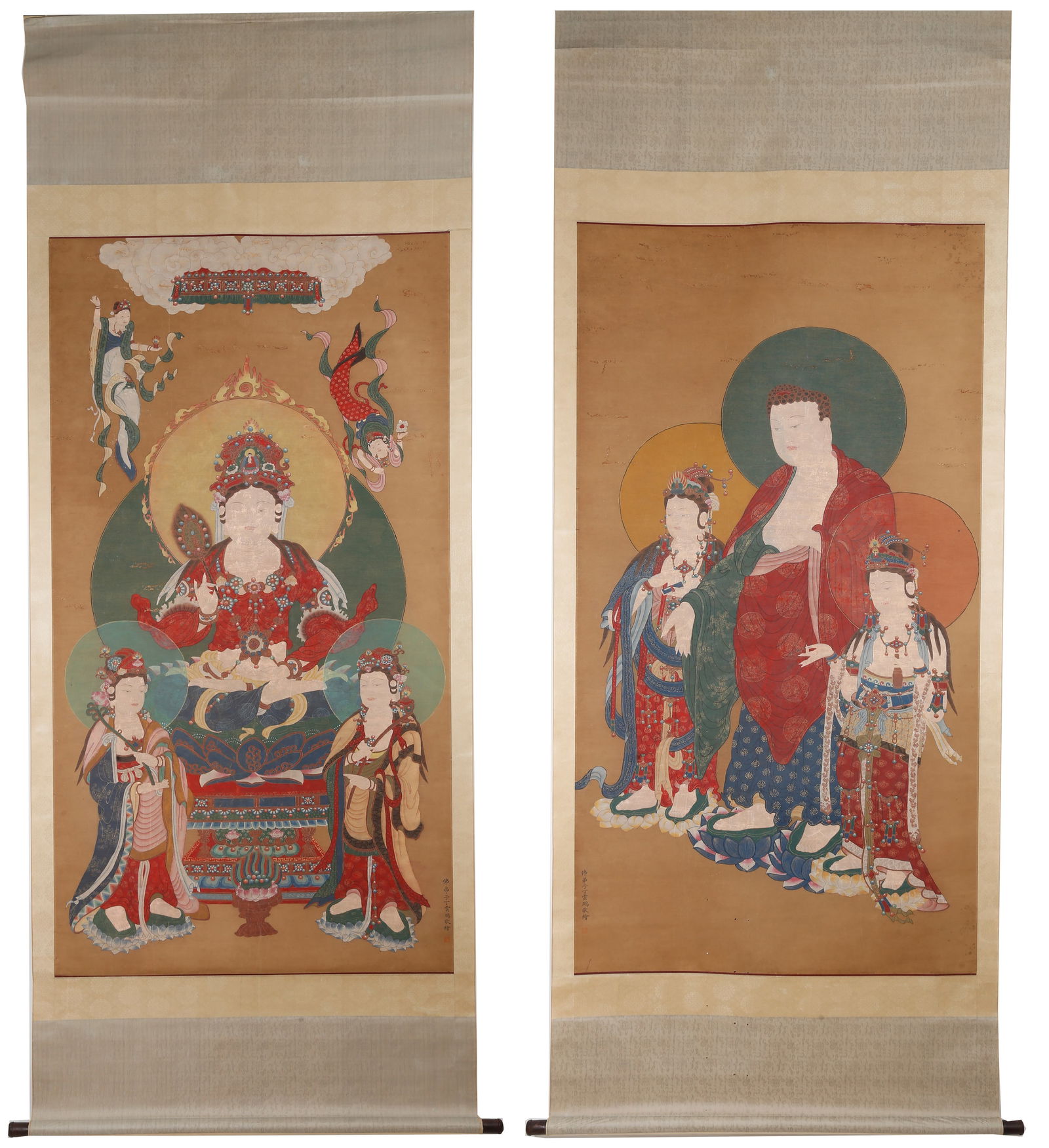 A WESTERN THREE SAINTS PAINTING ON SILK (2 WORKS) BY DING YUNPENG.丁雲鵬 (1 of 19)