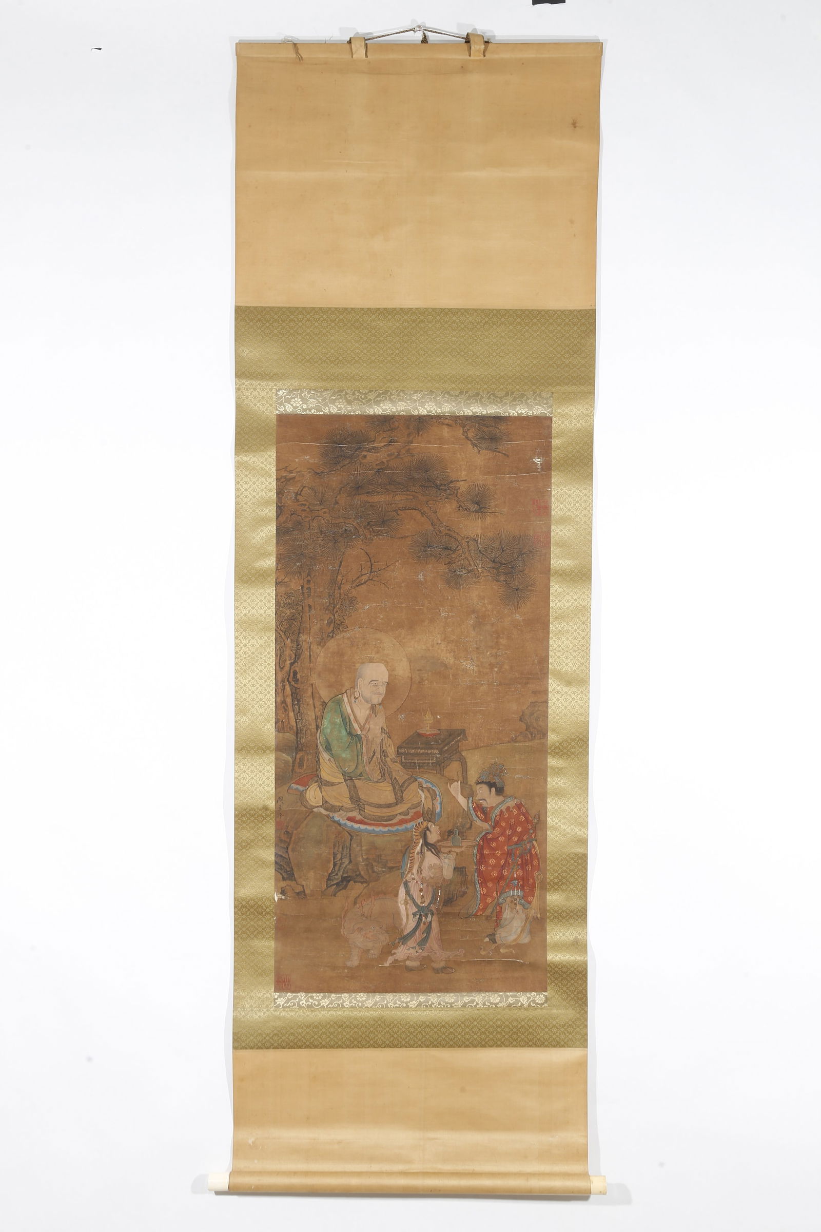 A ARHAT PAINTING ON SILK BY YAN LIBEN.閻立本 (1 of 11)