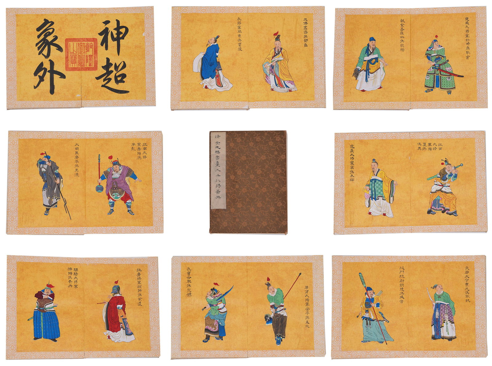 A TWENTY-EIGHT GENERALS PAINTINGS ON SILK, ALBUM LEAVES (16 LEAVES), BY JIN TINGBIAO.金廷 (1 of 17)