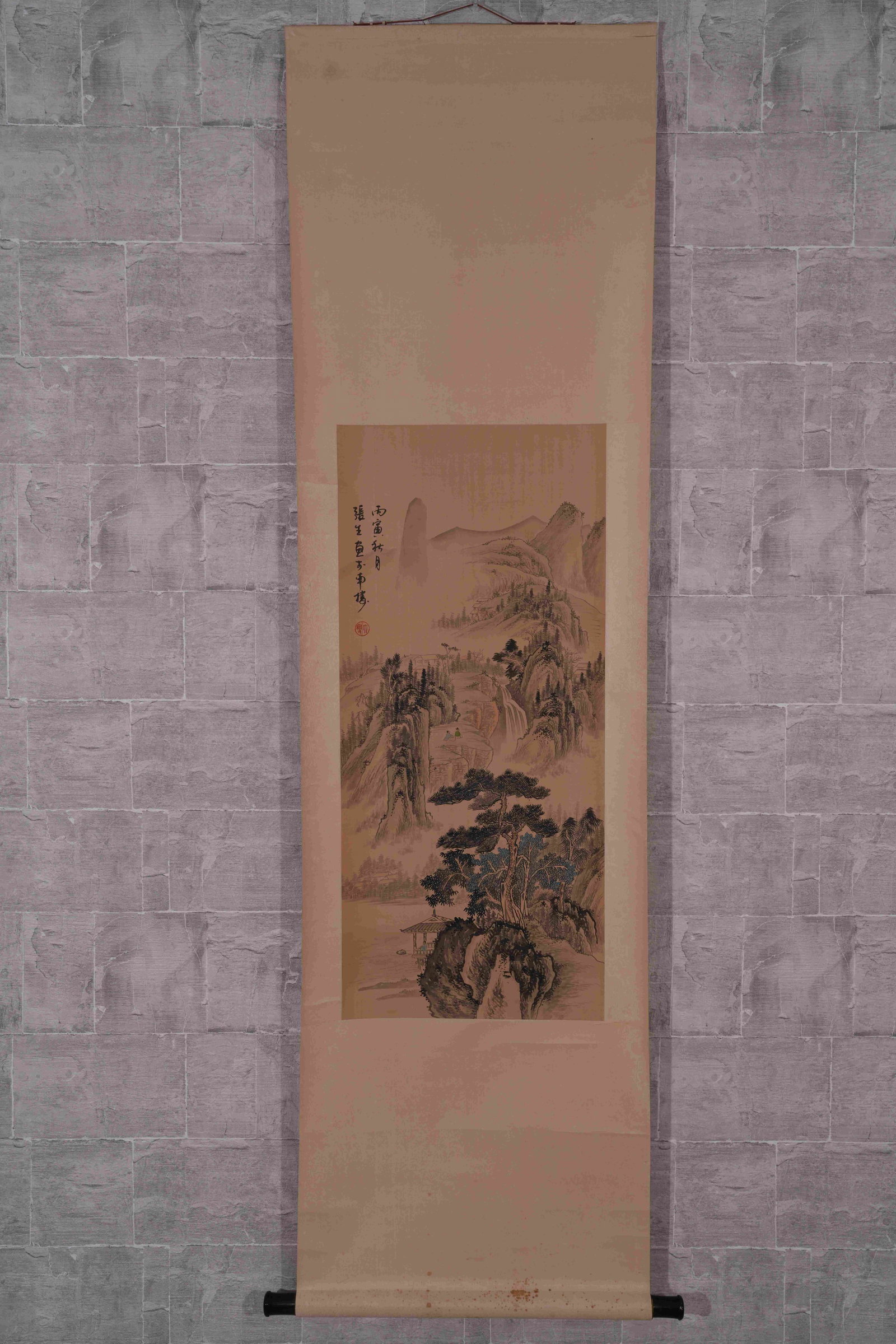 A LANDSCAPE-AND-FIGURE PAINTING ON SILK: Landscape-and-figure painting on silk