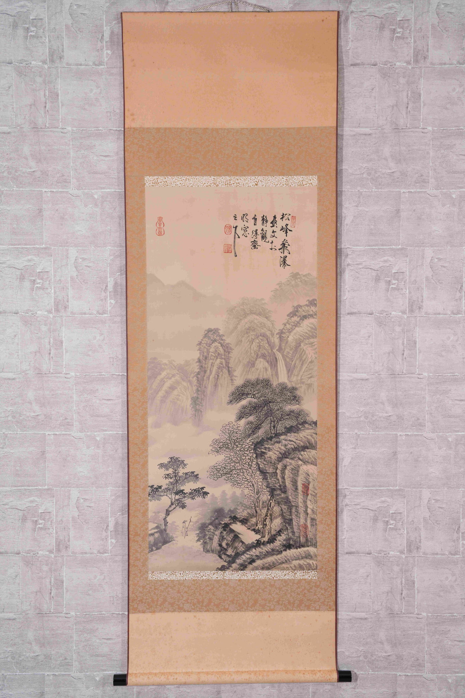 A LANDSCAPE-AND-FIGURE PAINTING ON PAPER: Landscape-and-figure painting on paper