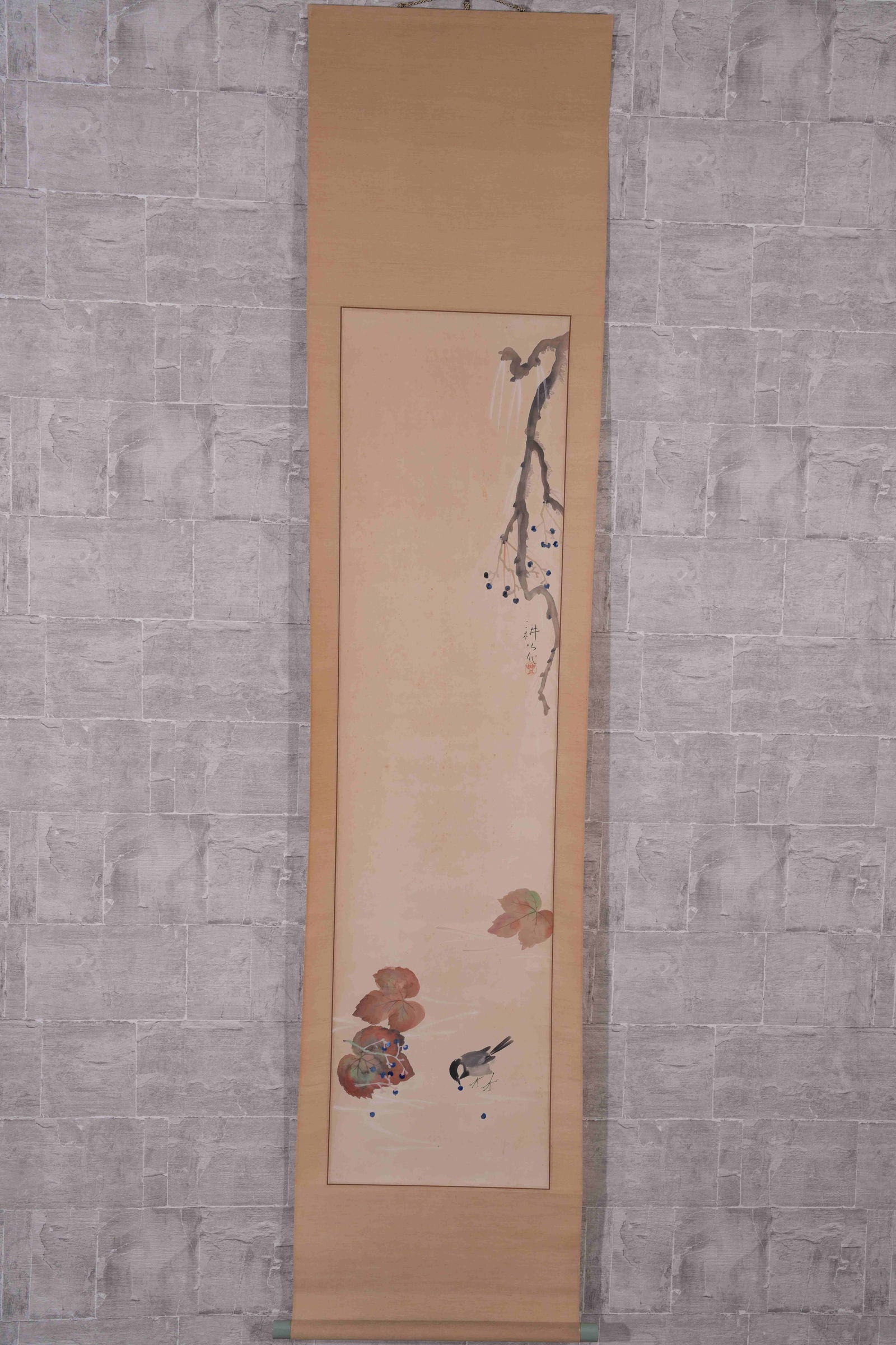 A FLOWER-AND-BIRD PAINTING ON PAPER (1 of 6)