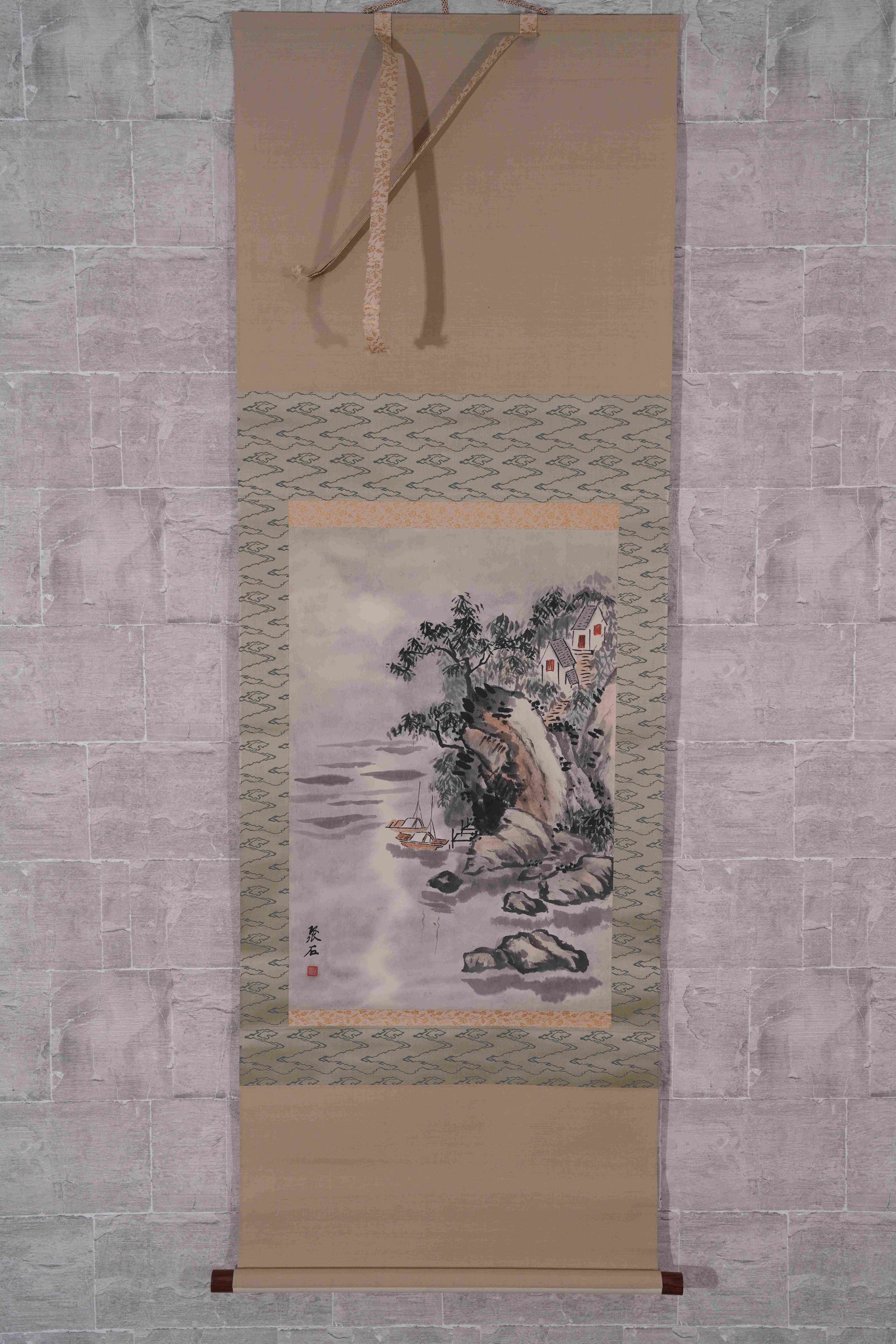 A LANDSCAPE PAINTING ON PAPER: Landscape painting on paper