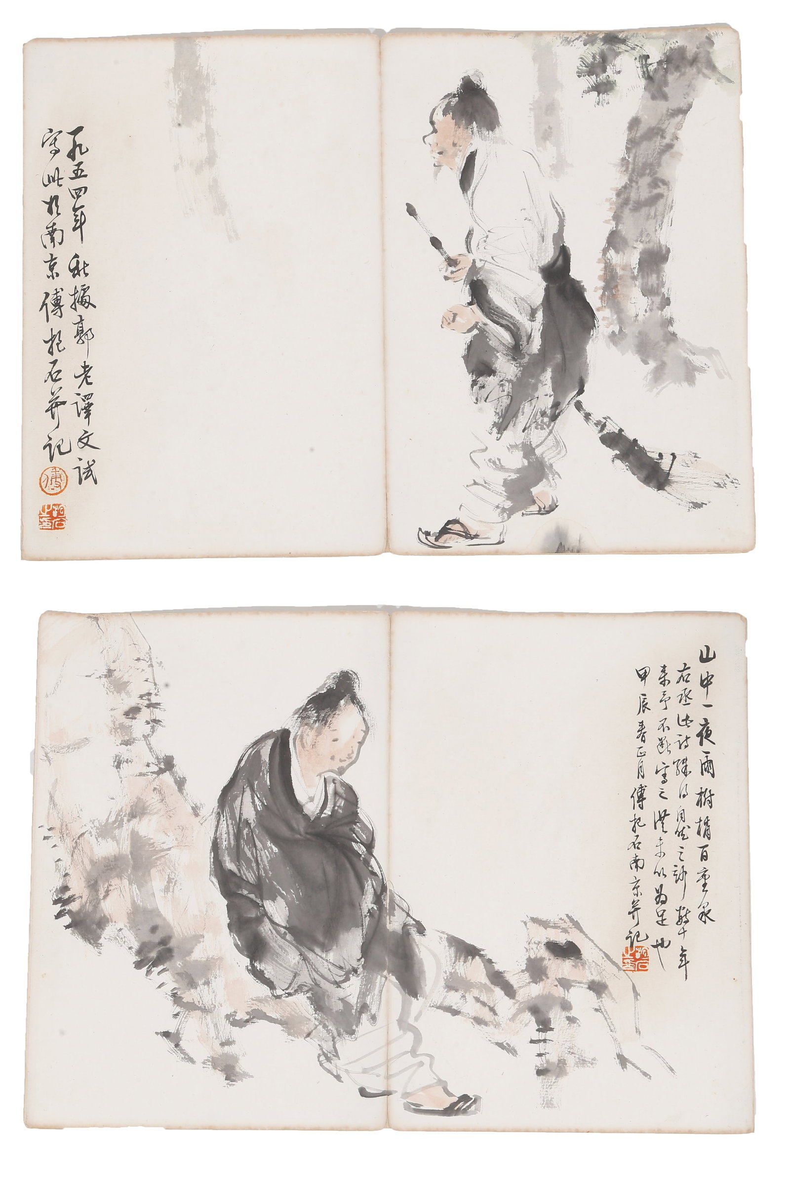 A FIGURE PAINTING HANDNOTE ON PAPER BY FU BAOSHI.傅抱石 (1 of 8)