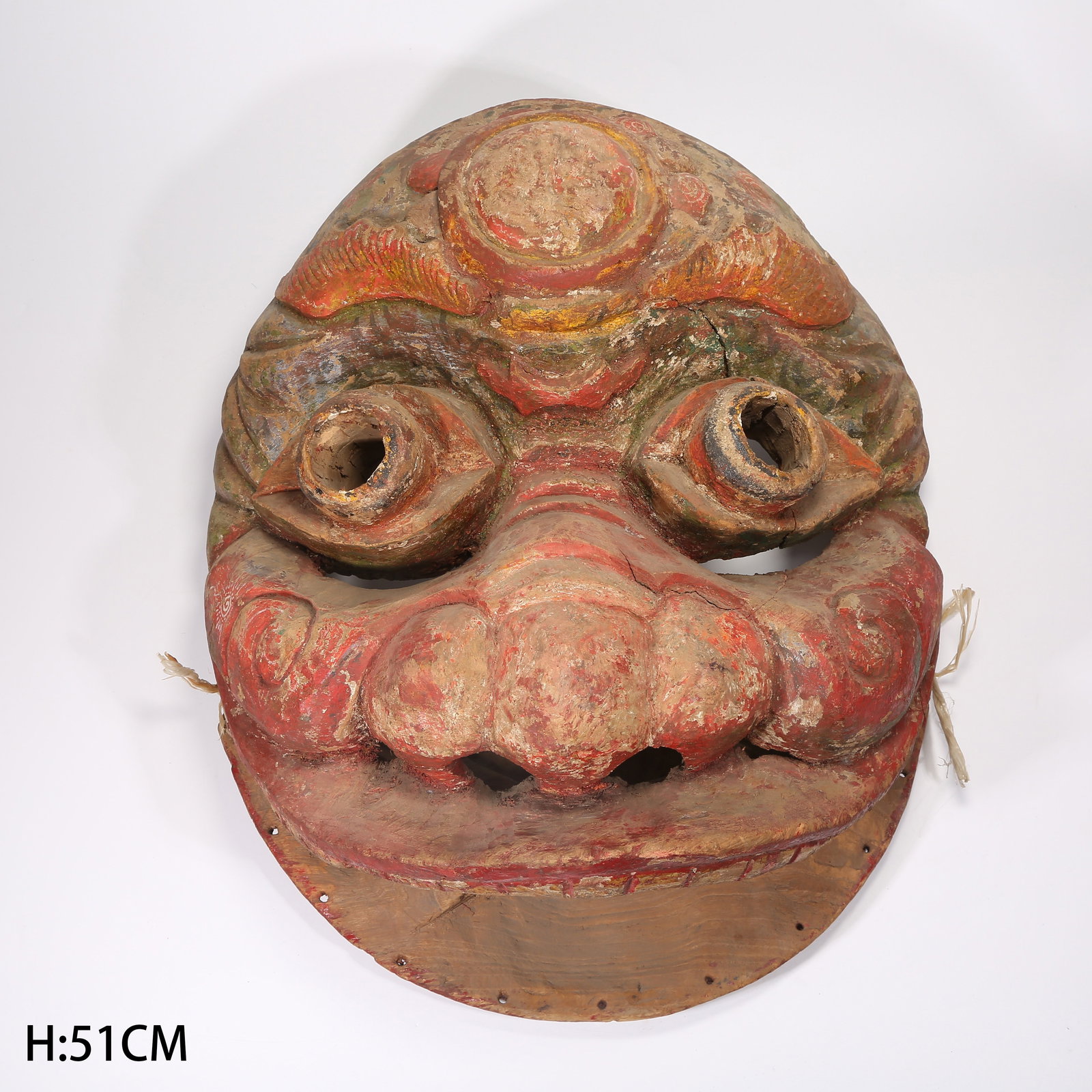 A QING DYNASTY PAINTED WOODEN MASK WITH OPEN MOUTH (1 of 10)