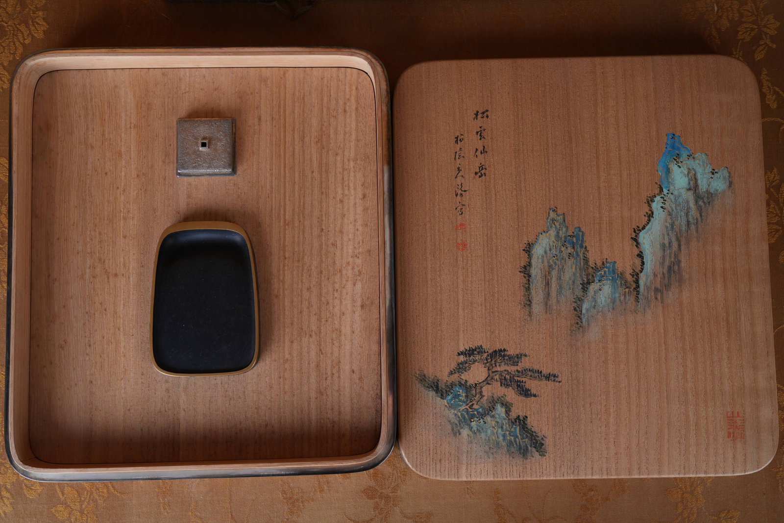 A QING DYNASTY INKSTONE AND WATER DROPPER SET (1 of 6)