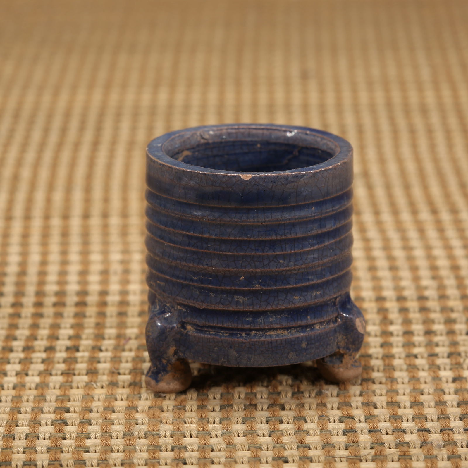 A TANG DYNASTY BLUE-GLAZED QIN INCENSE BURNER (1 of 8)