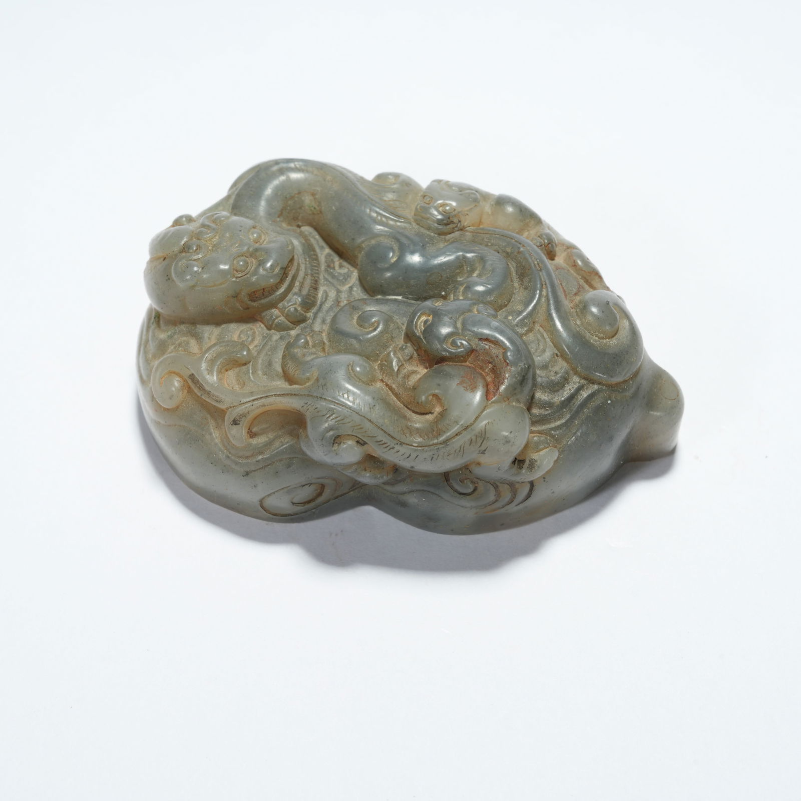 A SHOUSHAN STONE SEAL WITH DRAGON PATTERN: Shoushan Stone Seal with Dragon Pattern