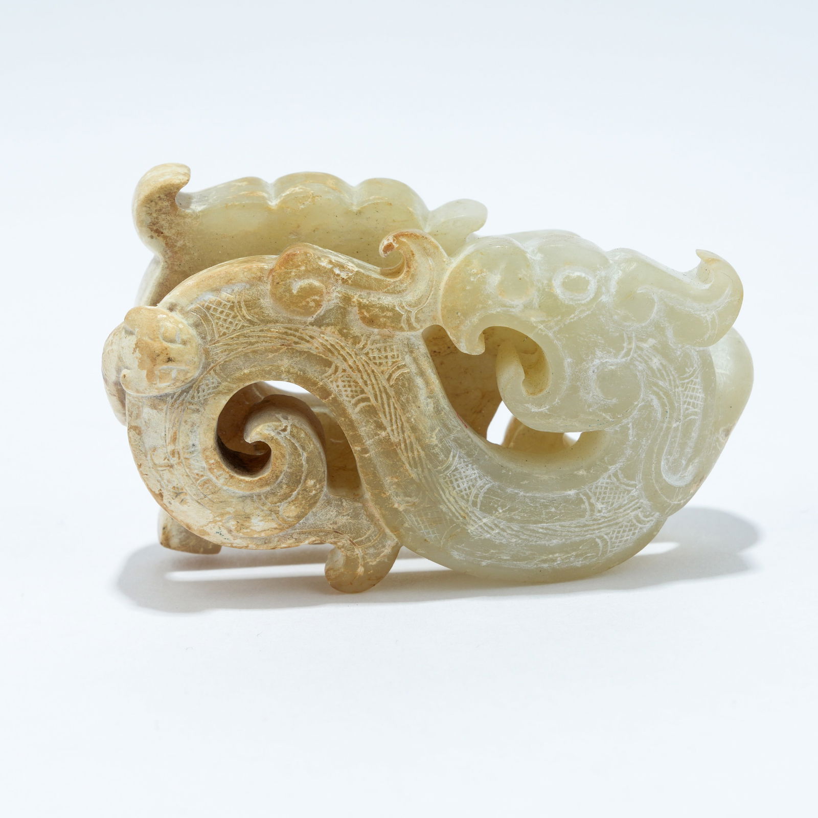 A ARCHAIC JADE SWORD FITTING WITH KUI-DRAGON AND PHOENIX DESIGN (1 of 8)
