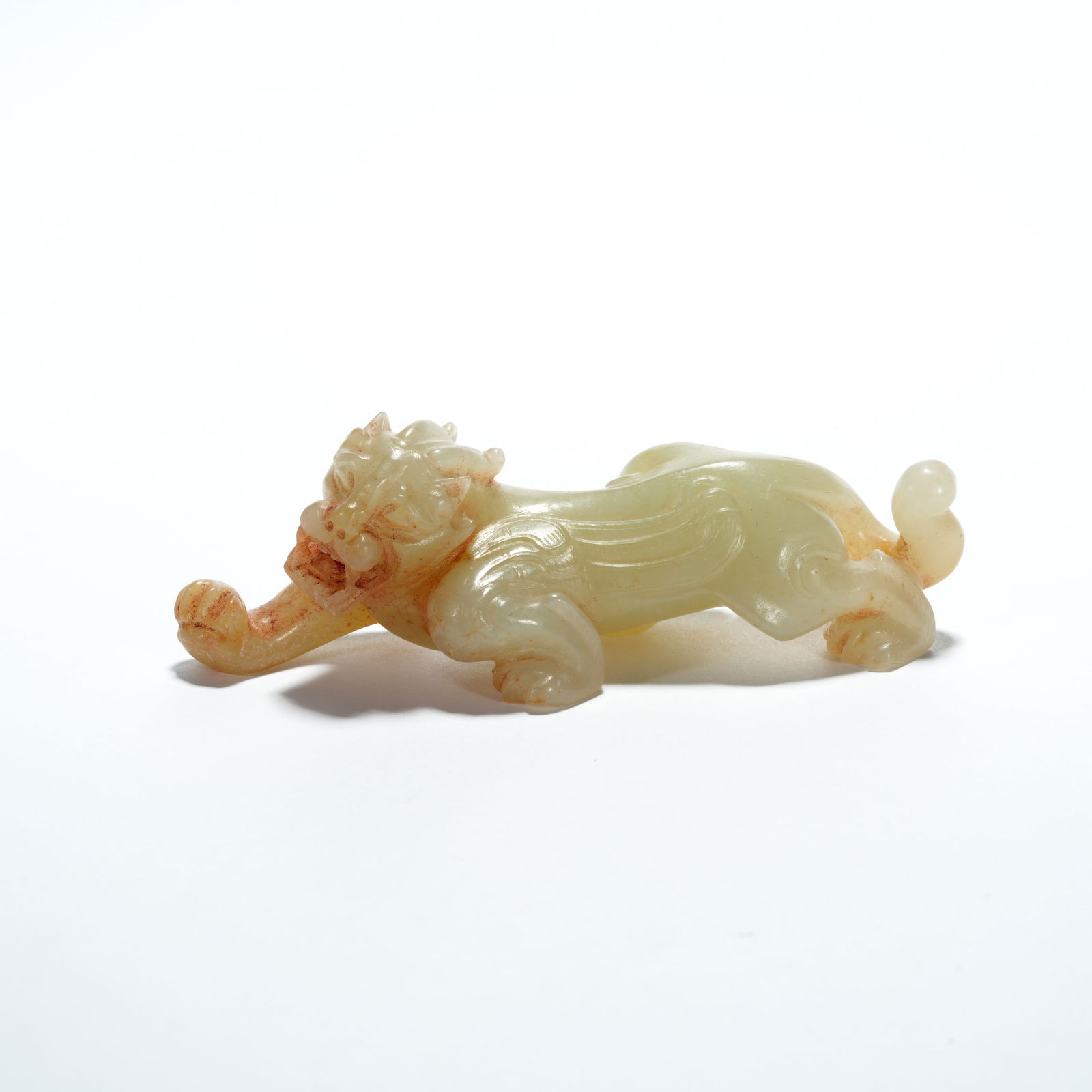 A ANCIENT JADE AUSPICIOUS BEAST FIGURINE: Ancient Jade Auspicious Beast Figurine
