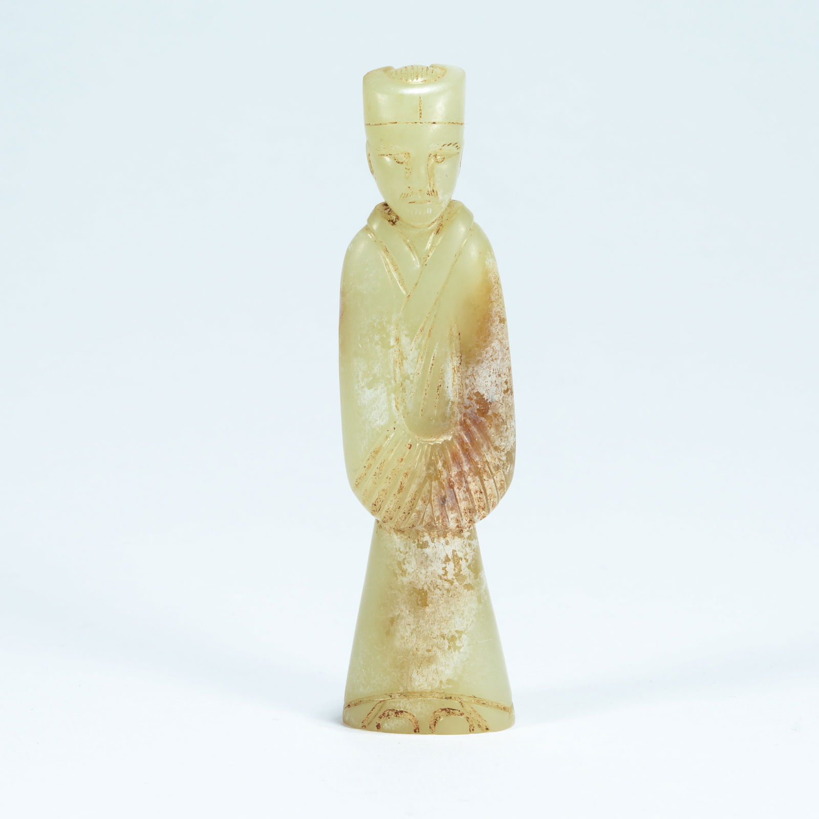 A ARCHAIC JADE CARVED HUMAN FIGURINE: Archaic Jade Carved Human Figurine