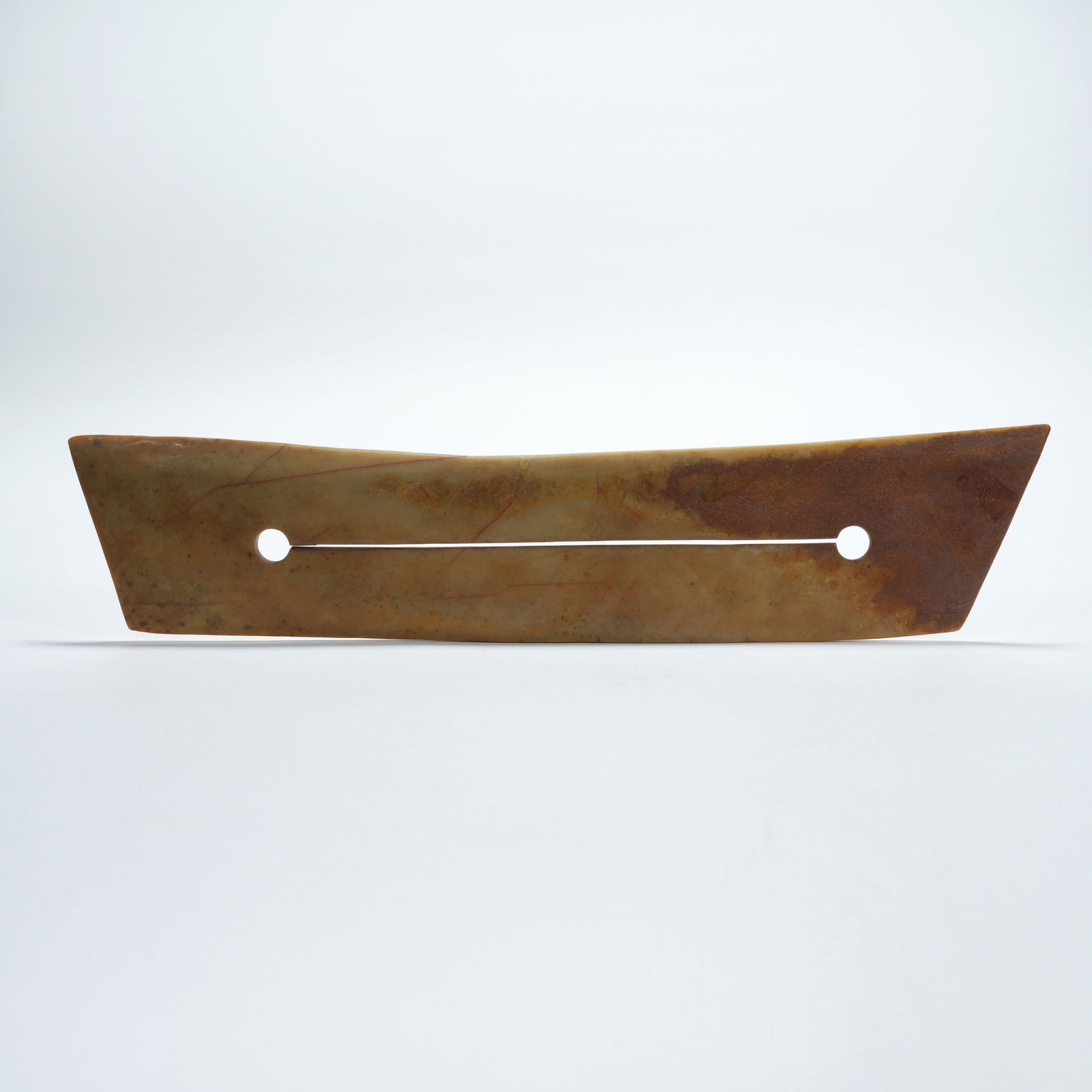 A ANCIENT JADE TWO-HOLE KNIFE (1 of 10)