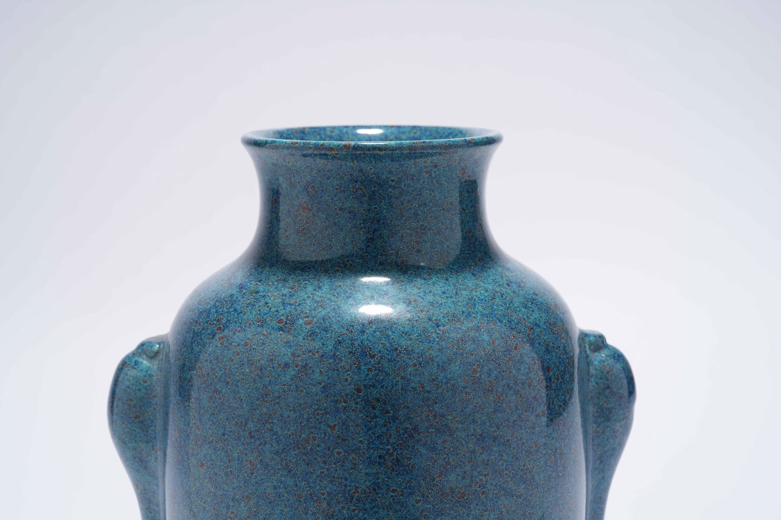 A JUN GLAZE TWIN-HANDLED LANTERN VASE - 2