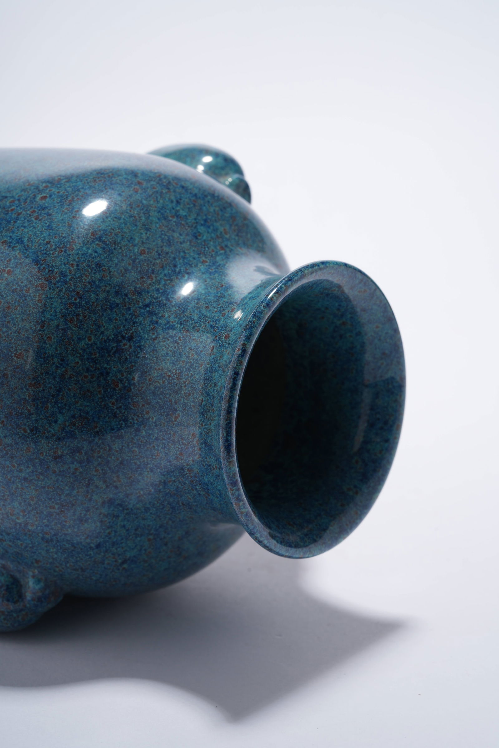 A JUN GLAZE TWIN-HANDLED LANTERN VASE - 8