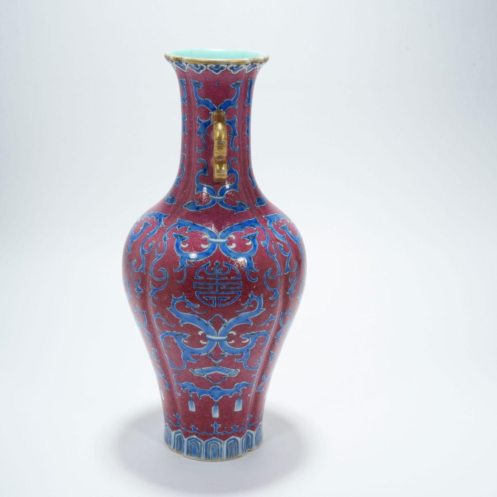 A ROUGE DE FER DOUBLE-HANDLED ROLLER-PATTERN VASE - 5