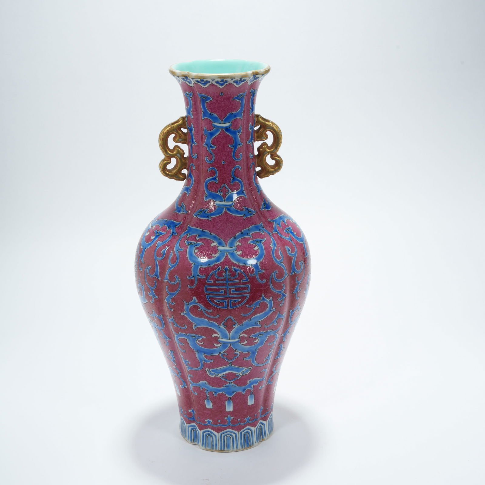 A ROUGE DE FER DOUBLE-HANDLED ROLLER-PATTERN VASE - 6