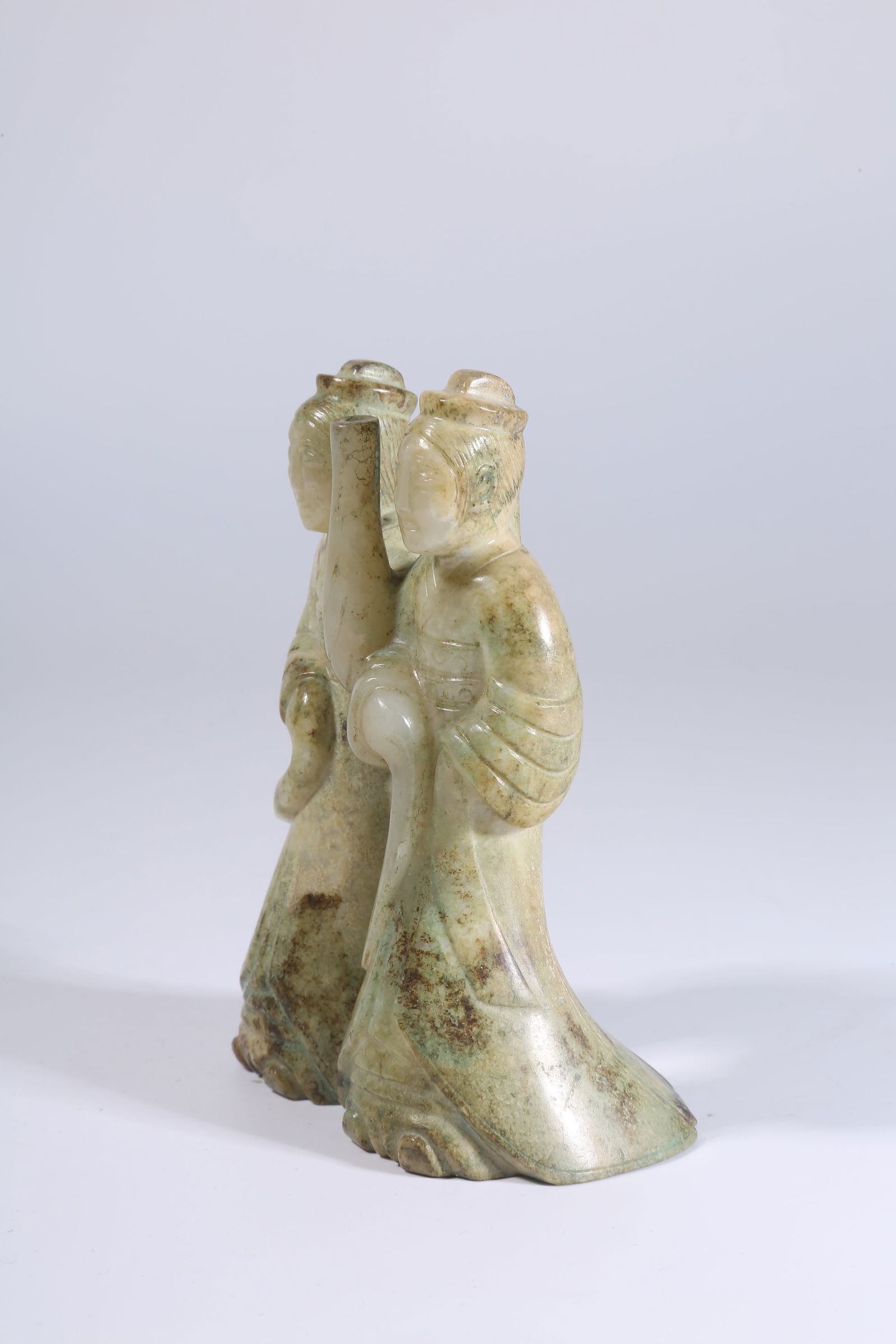 A ARCHAIC JADE DOUBLE-LINKED DANCING FIGURES - 5